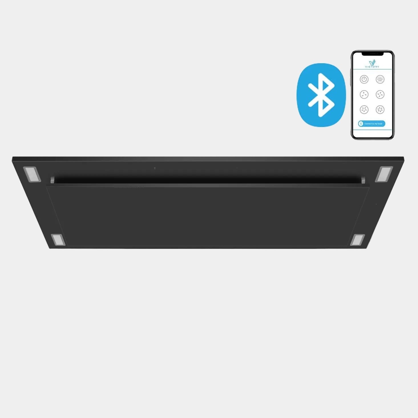 VICTORY Sunset Wireless 600 CFM Black Flush Ceiling Mount Range Hood | SUNSET-BT-BK