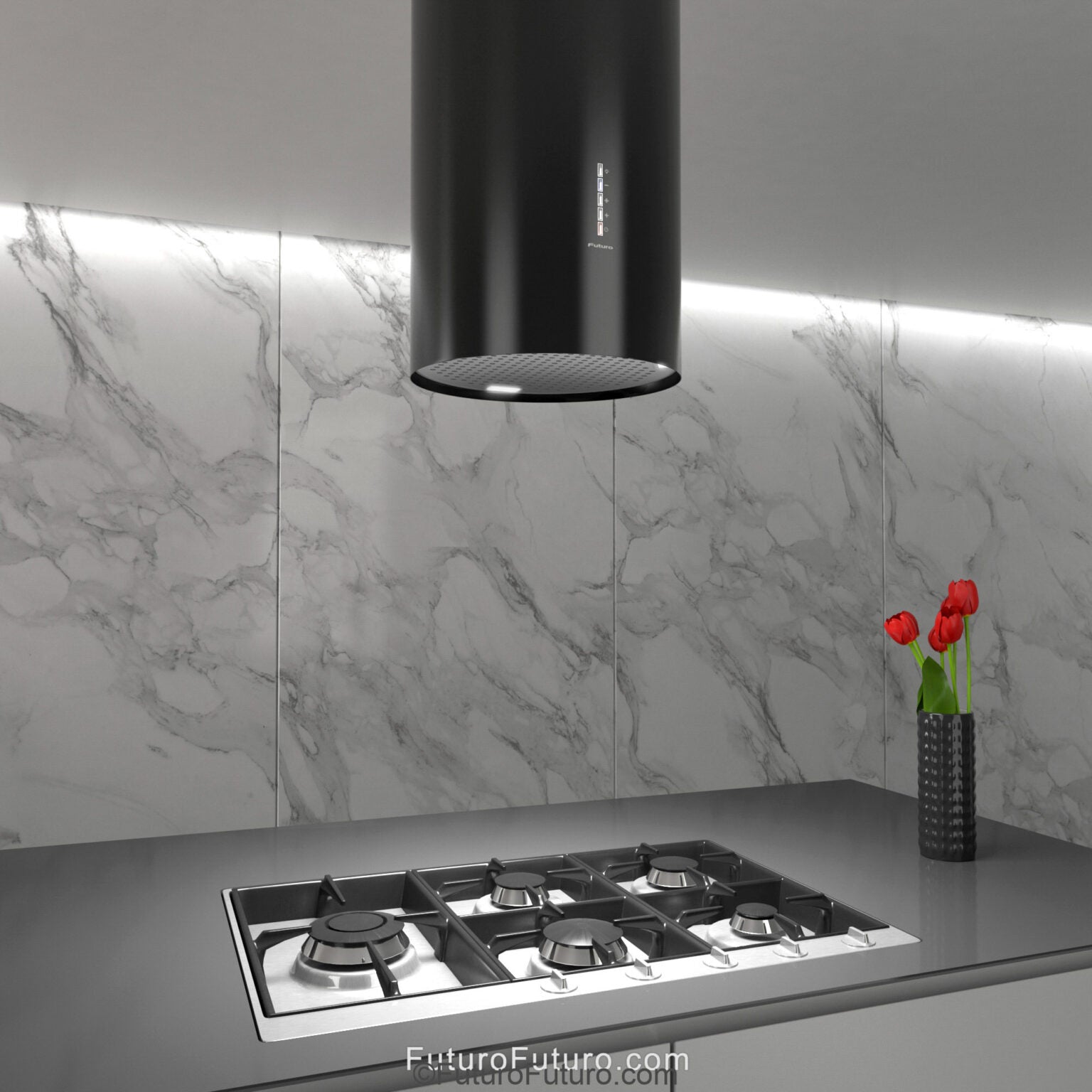 Futuro Jupiter 14 in. 940 CFM Black Island Mount Range Hood | IS14JUPITER-BLK