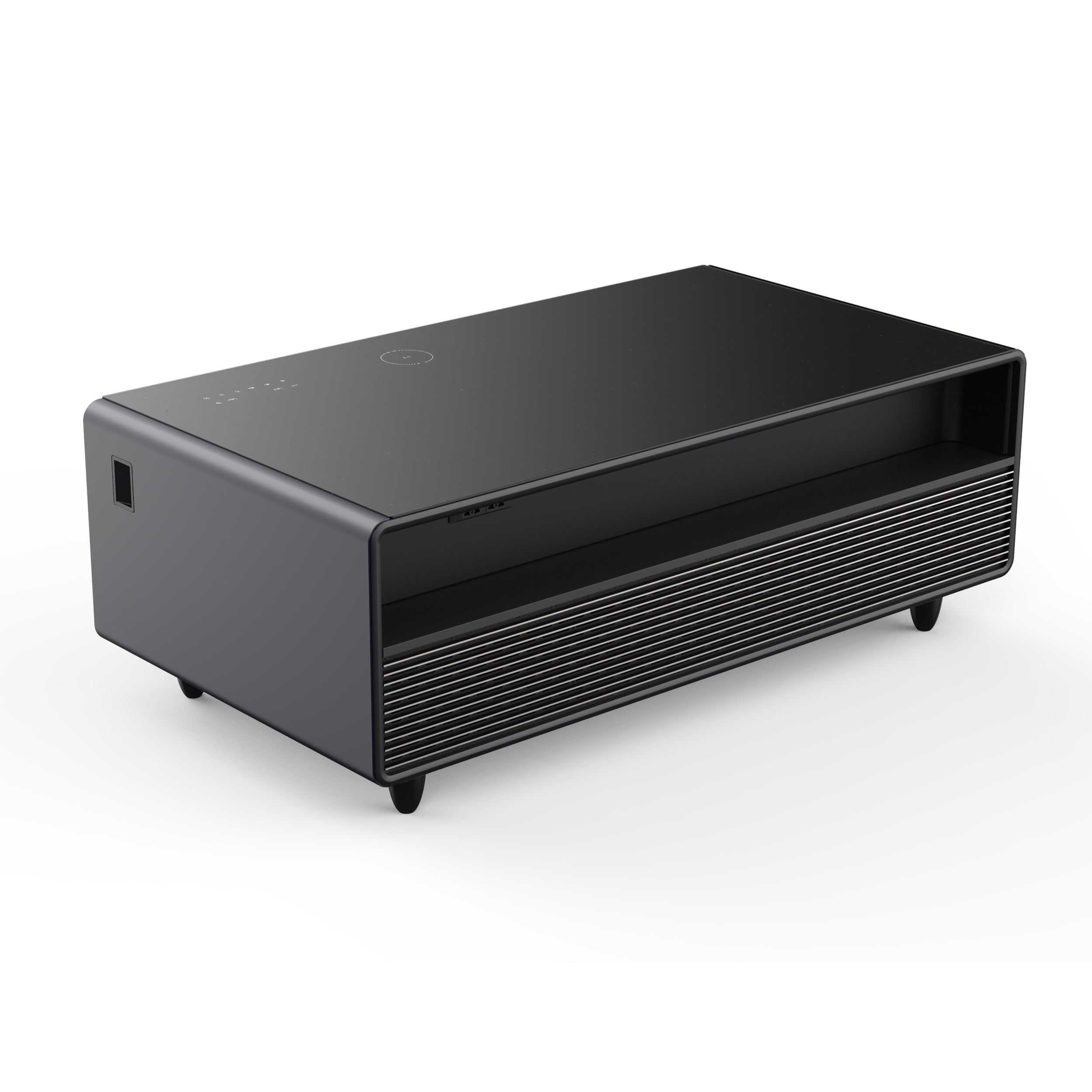 Forno Evoluto Tavolo 51-Inch Black Smart Coffee Table – Dual Refrigerator Drawers, Bluetooth 5.0 Audio, Wireless Charging & RGB Ambient Light