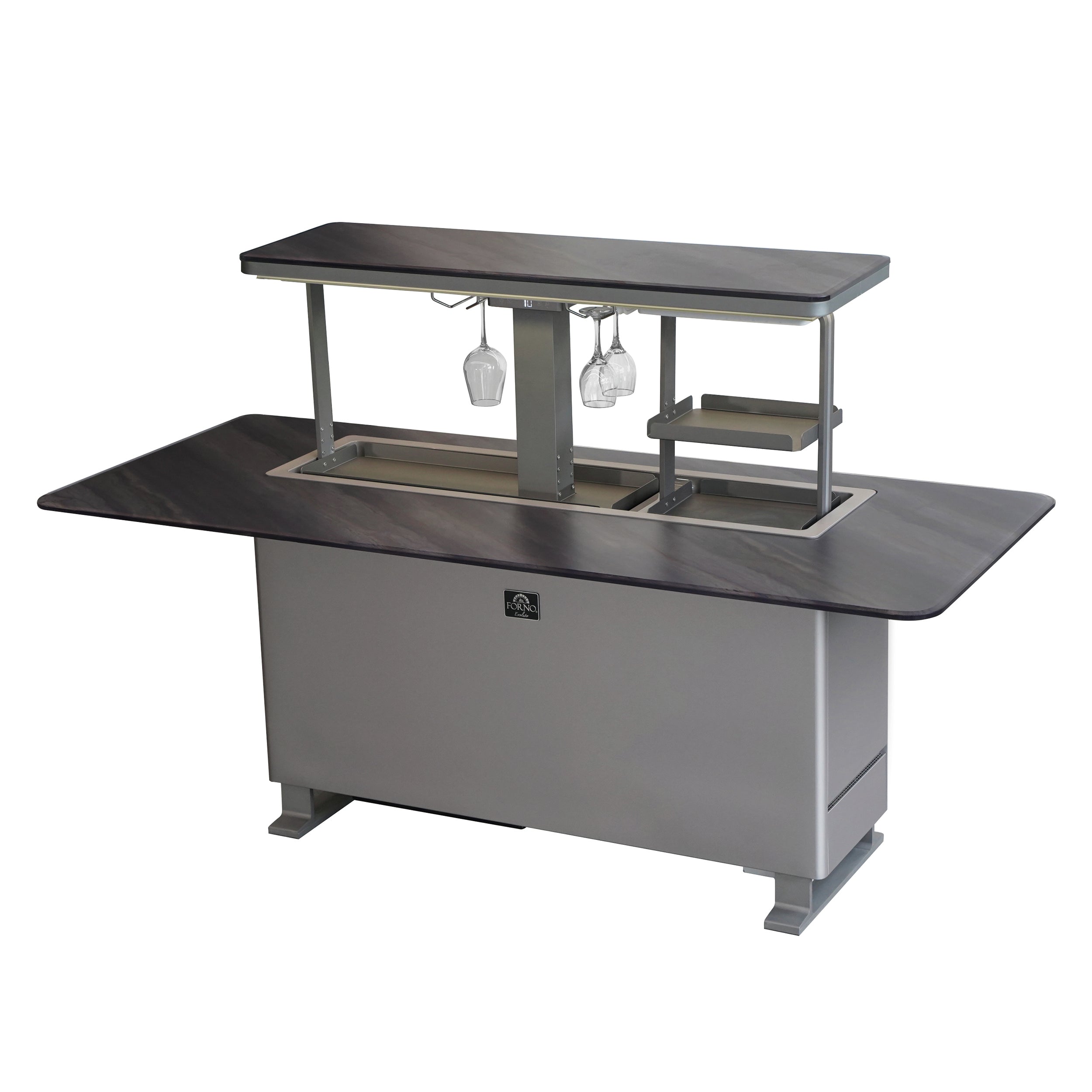 Elevato Smart Bar Table, Midnight Marble, 5.3 cu.ft fridge and freezer with Bluetooth control