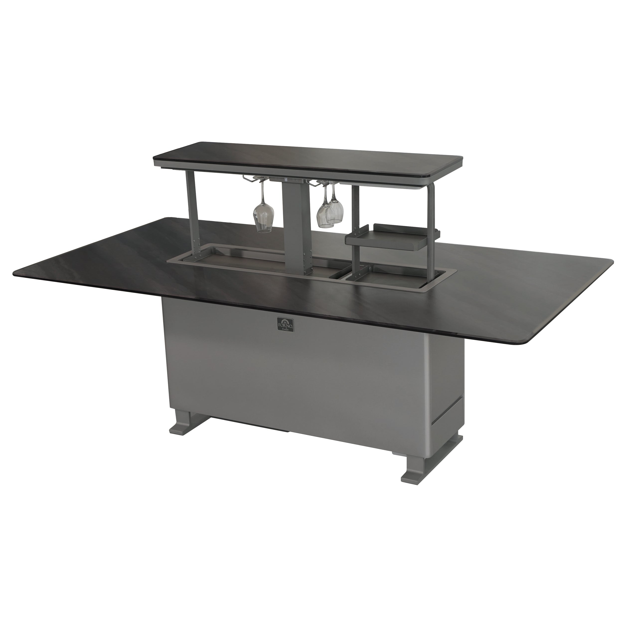 Cinetico Smart Dining Table, Midnight Marble, 5.3 cu.ft fridge and freezer with Bluetooth control