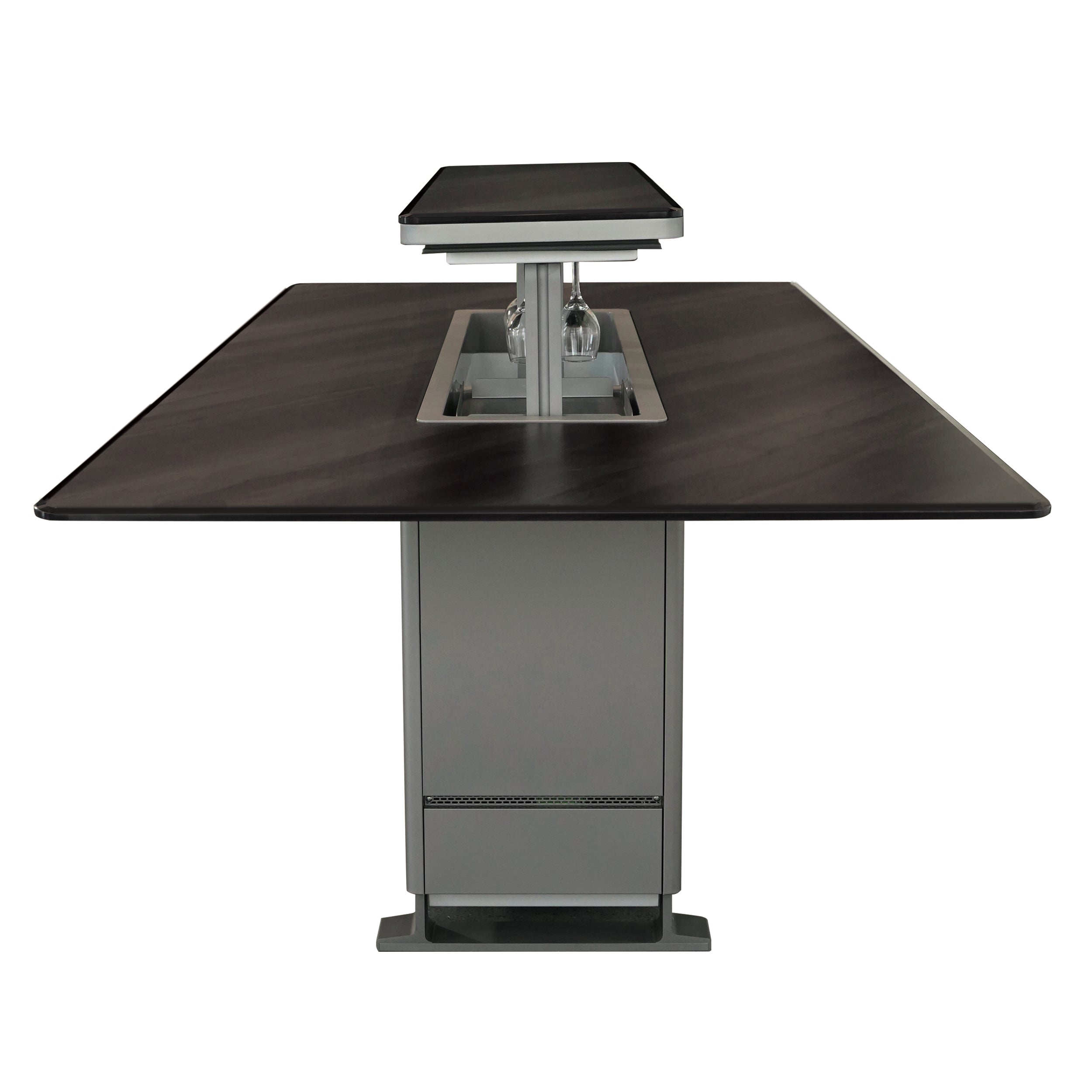 Cinetico Smart Dining Table, Midnight Marble, 5.3 cu.ft fridge and freezer with Bluetooth control