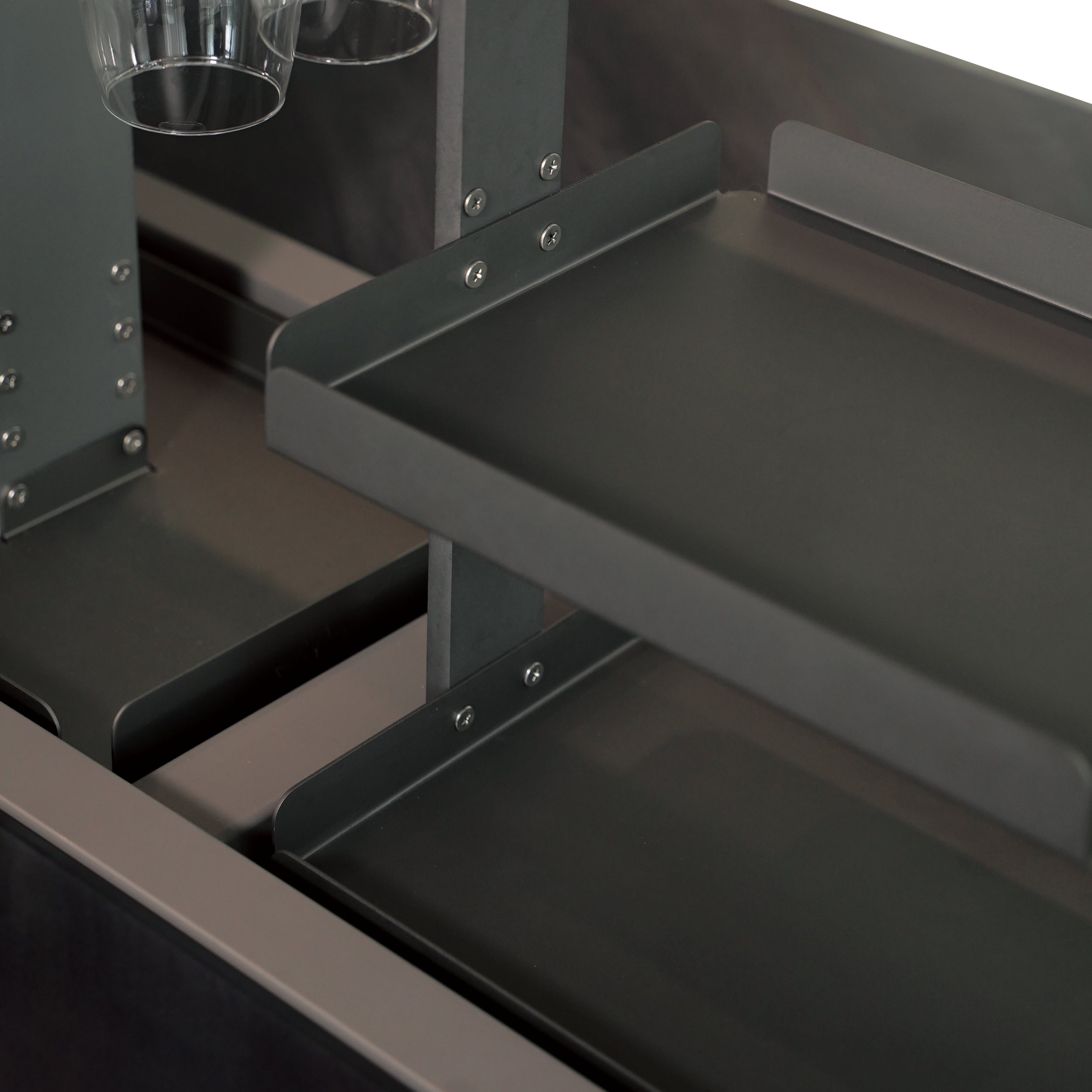 Cinetico Smart Dining Table, Midnight Marble, 5.3 cu.ft fridge and freezer with Bluetooth control
