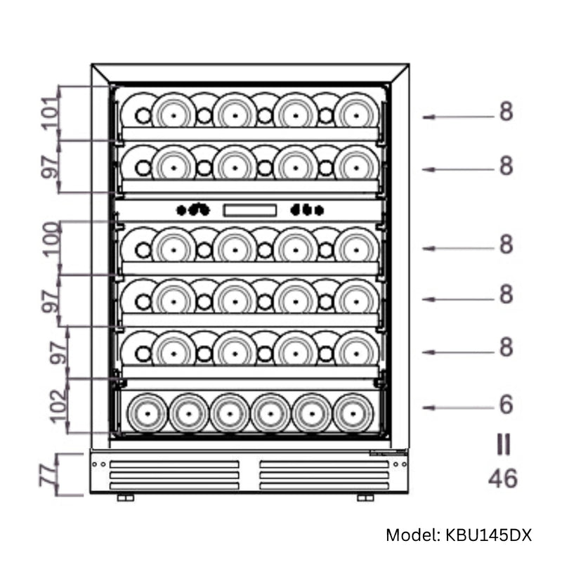 Kingsbottle 48 in. 46 Bottle and 161 Can Under-Counter Triple Zone Wine and Beverage Cooler