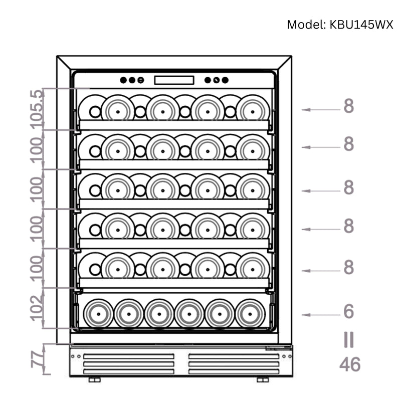 Kingsbottle 24 in. 46 Bottle Under-Counter Single Zone WIne Cooler
