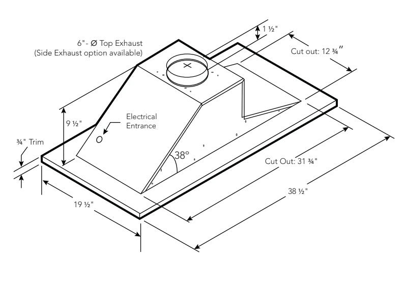 VICTORY Sunset 36 in. 600 CFM Flush Ceiling Mount Range Hood with Color Options