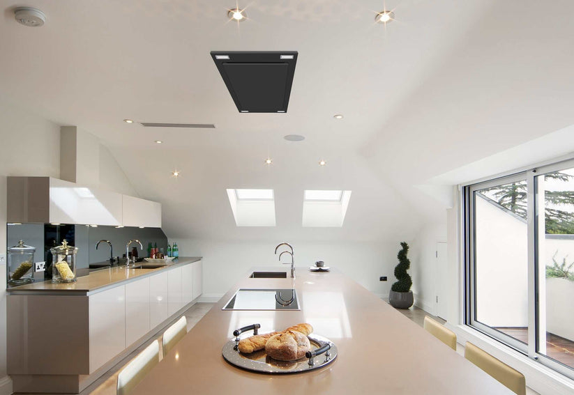 VICTORY Sunset 600 CFM Black Flush Ceiling Mount Range Hood | SUNSET-BK