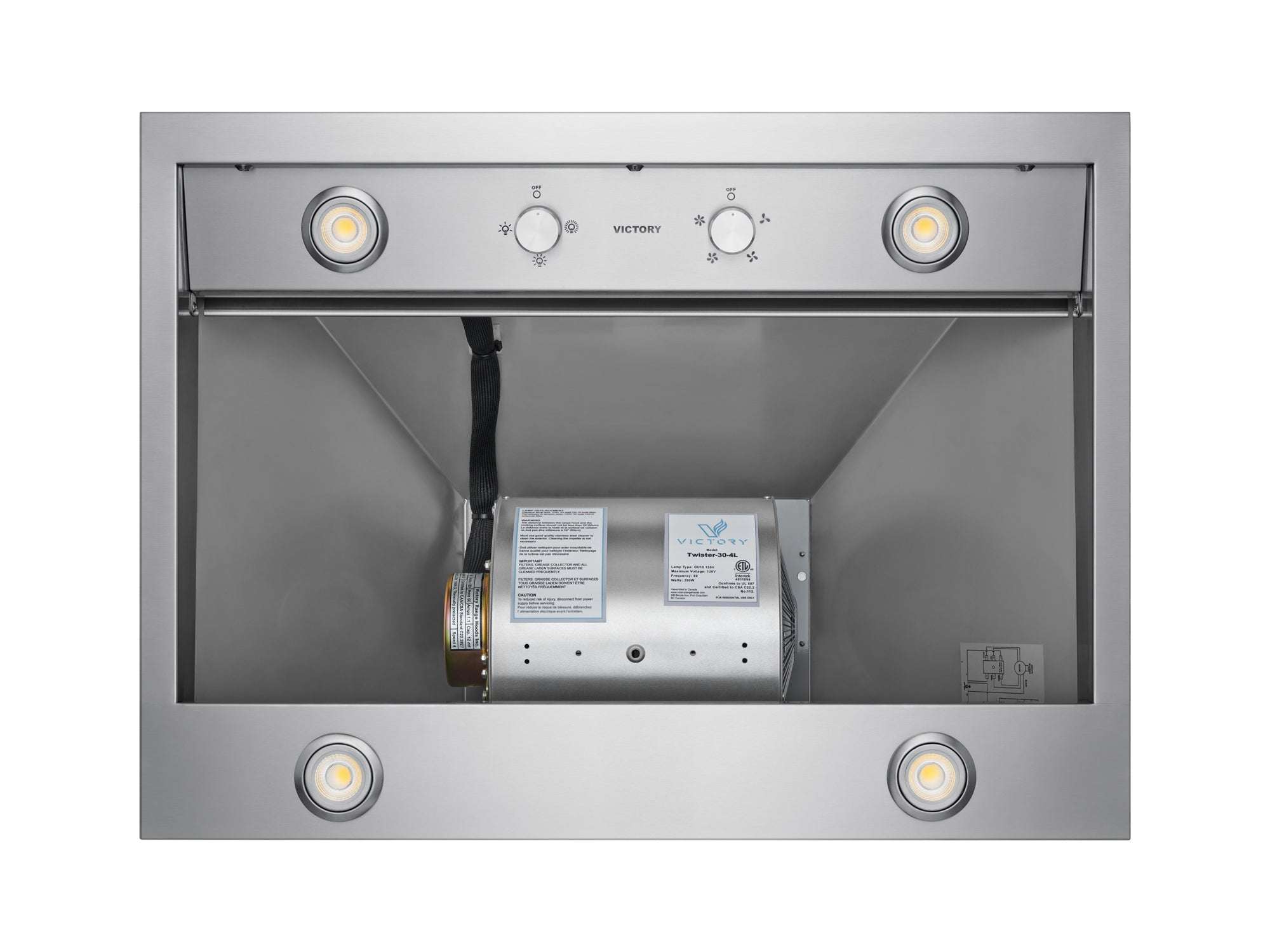 VICTORY Twister 36 in. 750 CFM Stainless Steel Wall Mount Range Hood