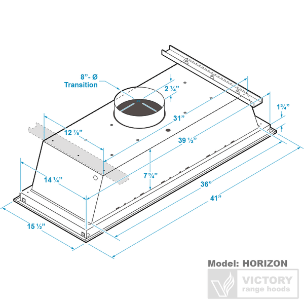 VICTORY Horizon 900 CFM Stainless Steel Flush Ceiling Mount Range Hood | HORIZON