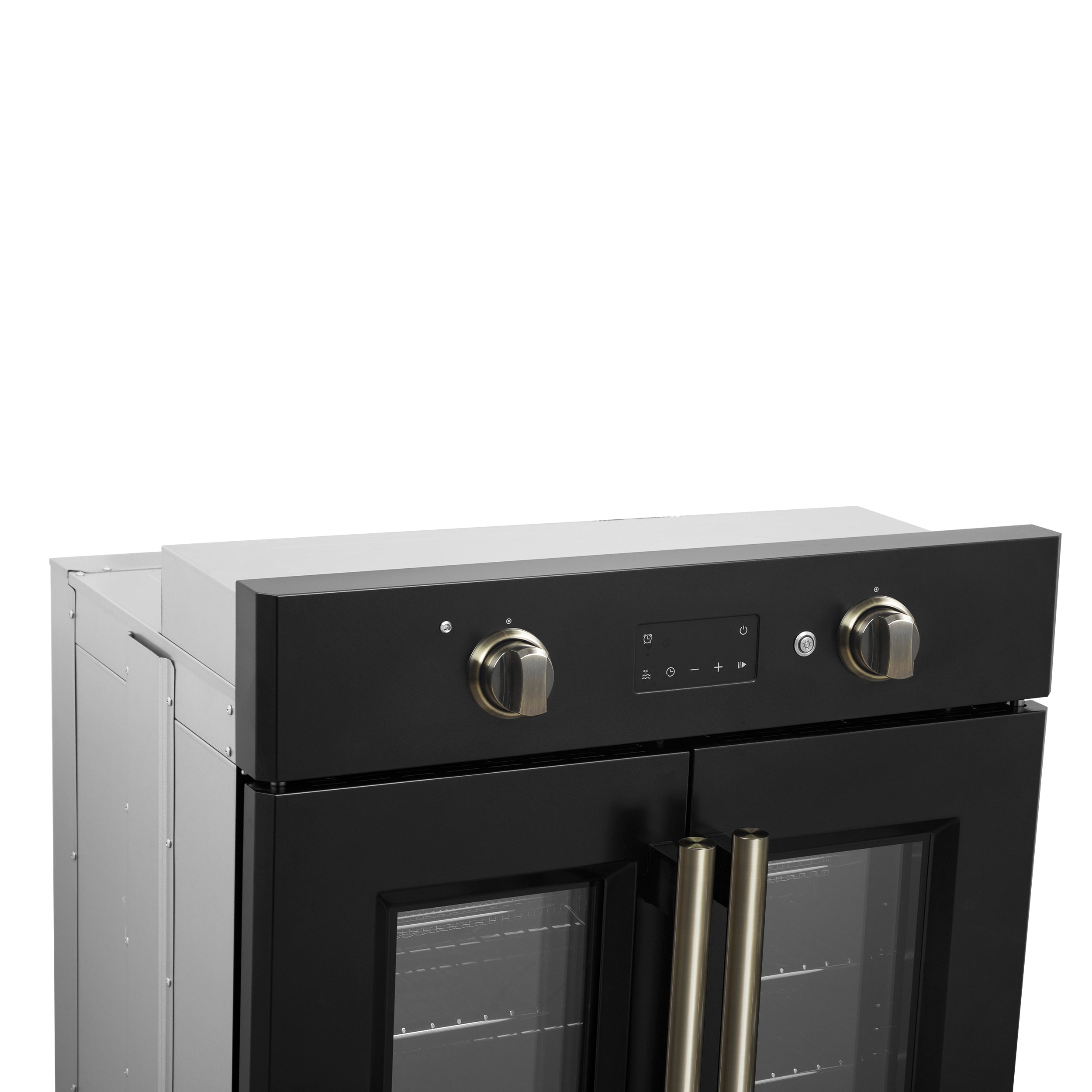 Forno Asti 30 in. 3.68 cu.ft. Black Self-Cleaning Electric Wall Oven with Air Fry, Sous Vide and Antique Brass Accents | FBOEL1333-30BLK
