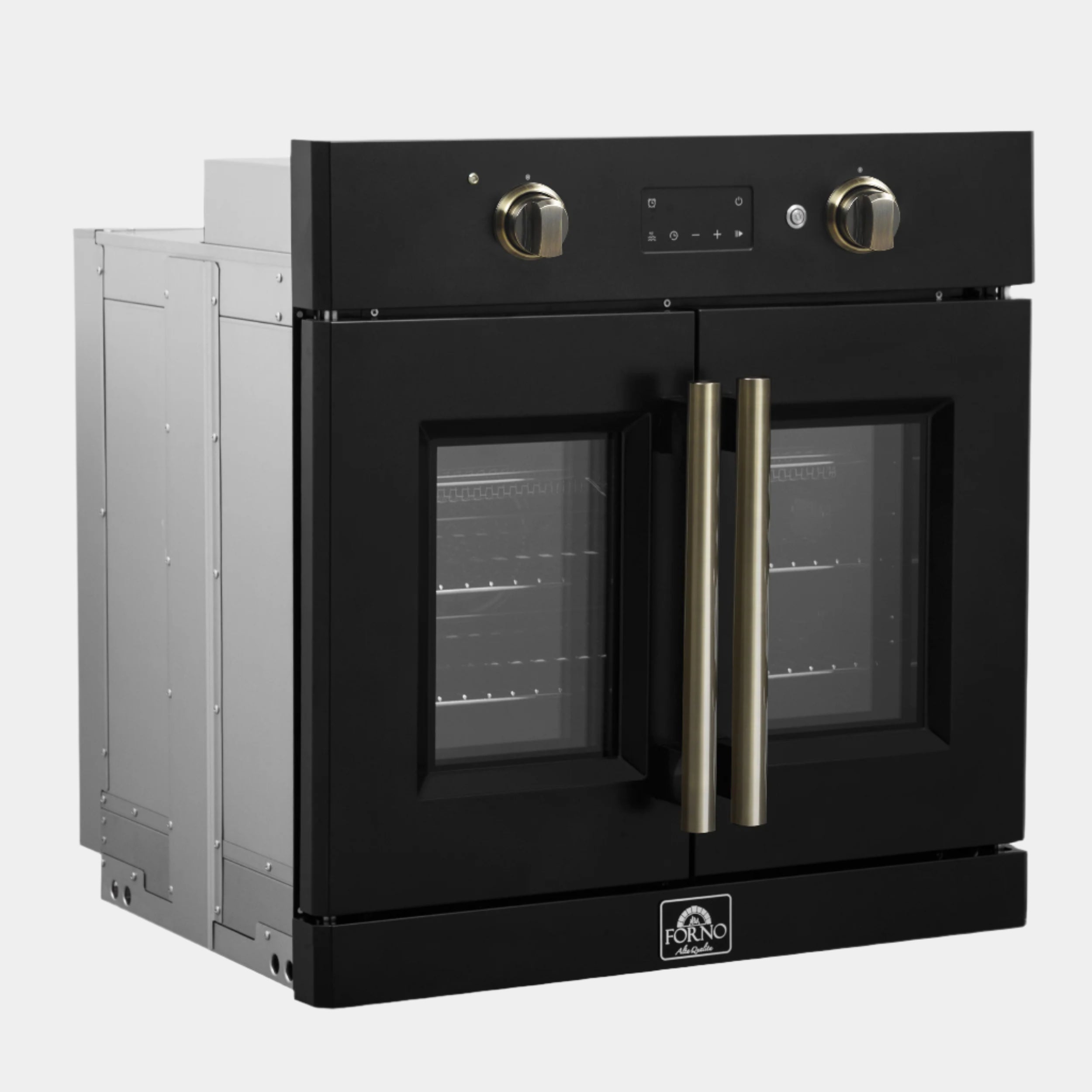 Forno Asti 30 in. 3.68 cu.ft. Black Self-Cleaning Electric Wall Oven with Air Fry, Sous Vide and Antique Brass Accents | FBOEL1333-30BLK