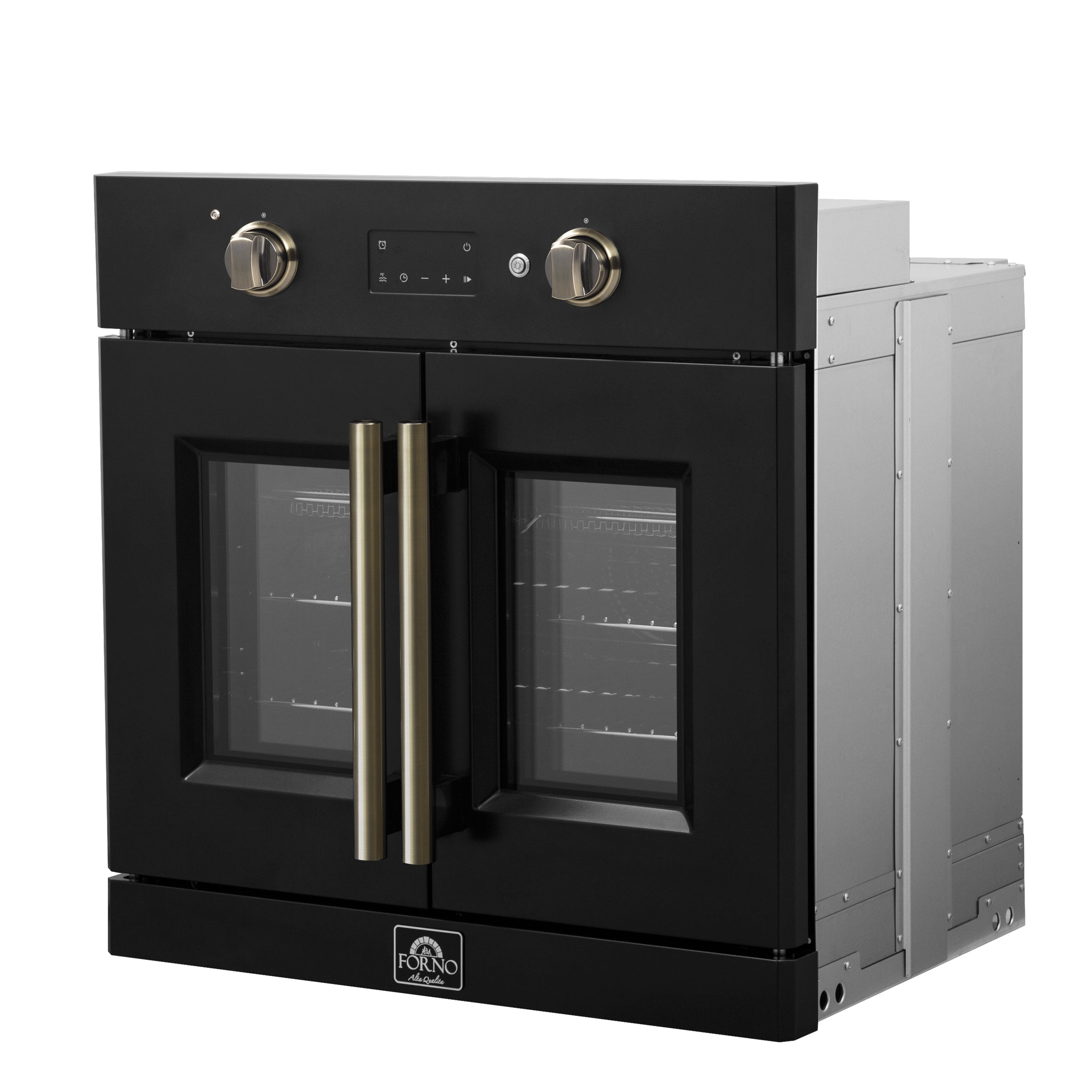 Forno Asti 30 in. 3.58 cu.ft. Black Self-Cleaning Electric Wall Oven with Air Fry, Sous Vide and Antique Brass Accents | FBOEL1333-30BLK