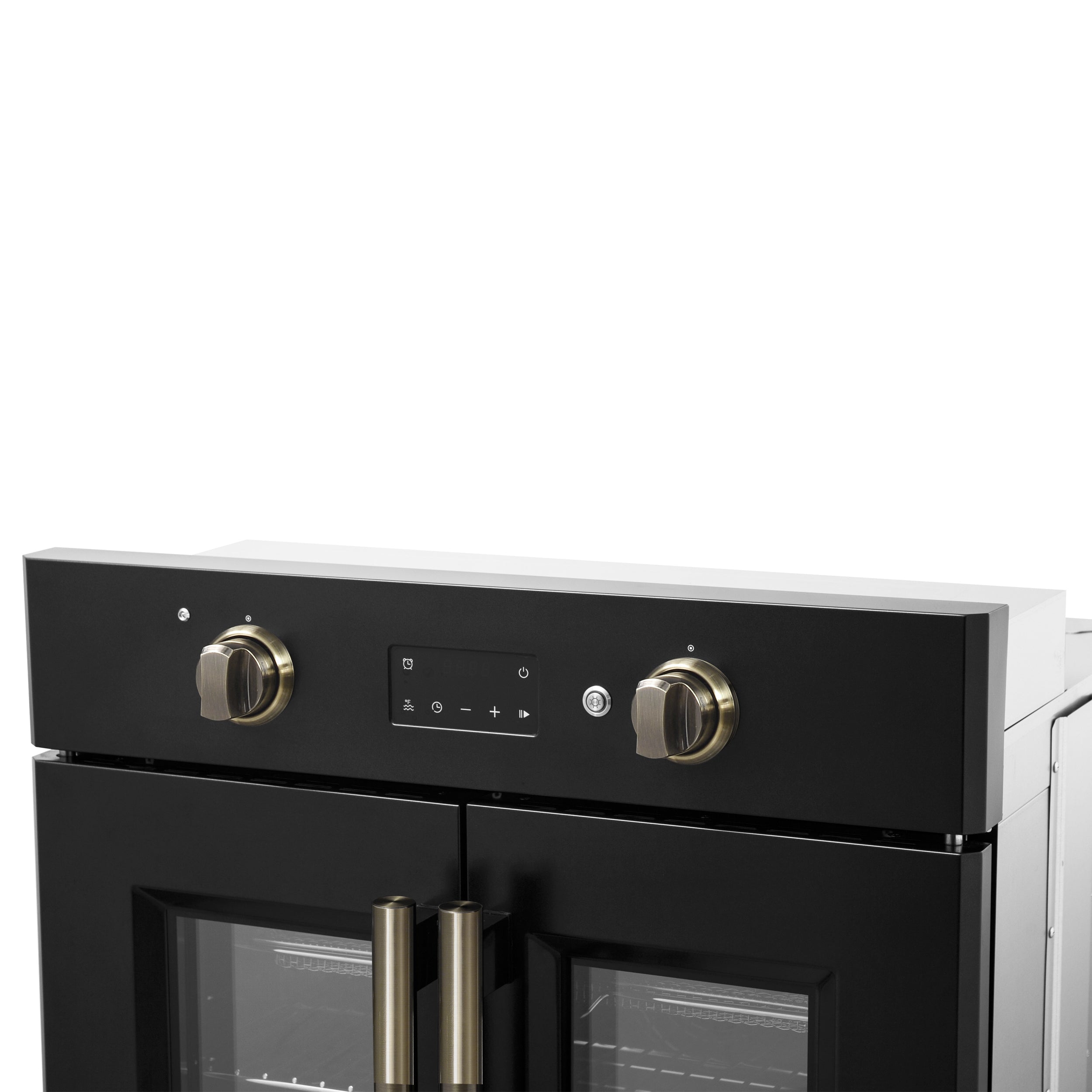 Forno Asti 30 in. 3.68 cu.ft. Black Self-Cleaning Electric Wall Oven with Air Fry, Sous Vide and Antique Brass Accents | FBOEL1333-30BLK