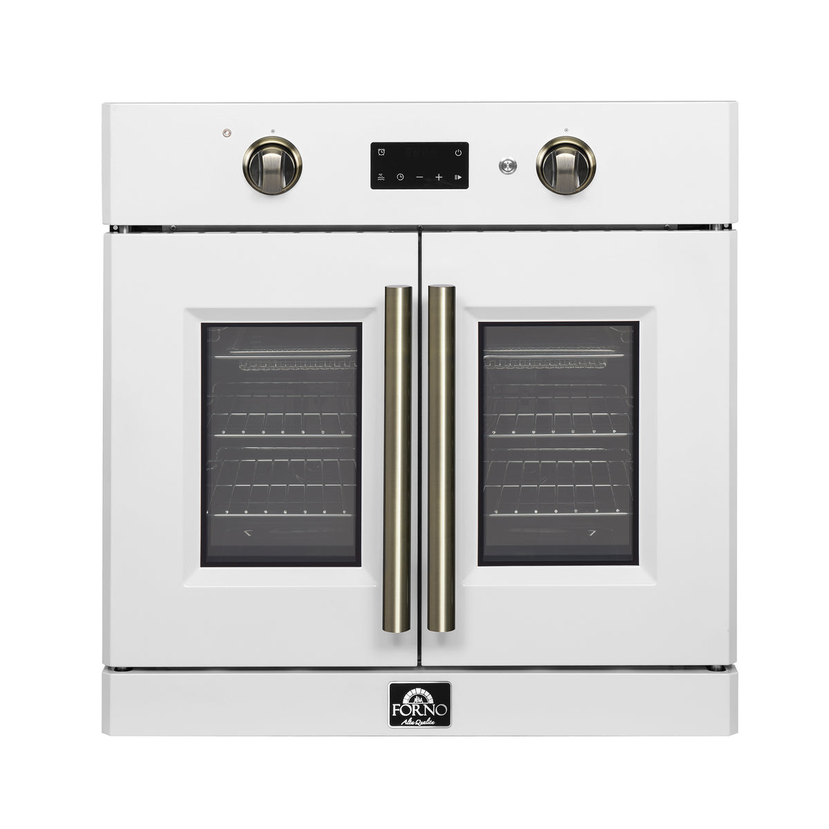 Forno Asti 30 in. 3.58 cu.ft. White Self-Cleaning Electric Wall Oven with Air Fry, Sous Vide and Antique Brass Accents | FBOEL1340-30WHT