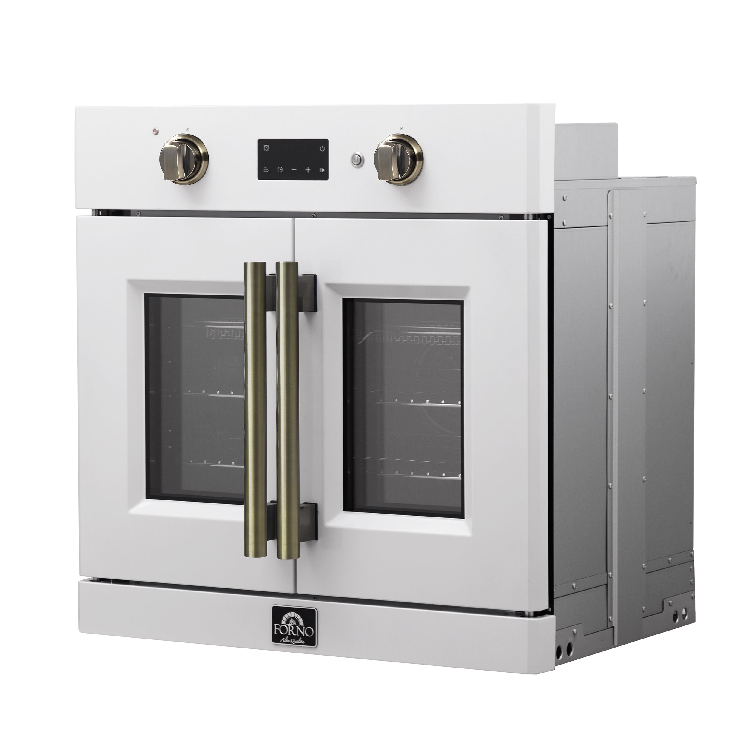 Forno Asti 30 in. 3.68 cu.ft. White Self-Cleaning Electric Wall Oven with Air Fry, Sous Vide and Antique Brass Accents | FBOEL1340-30WHT