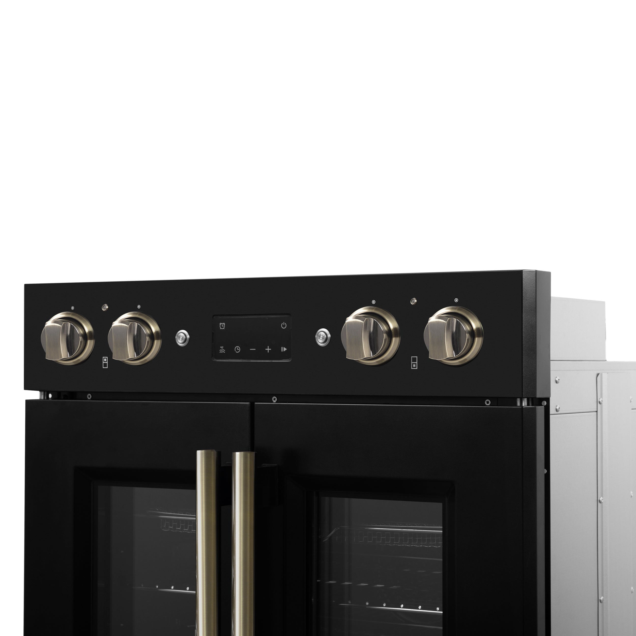 Forno Asti 30 in. 7.36 cu.ft. Black Self-Cleaning Double Electric Wall Oven with Air Fry, Sous Vide and Antique Brass Accents | FBOEL1340-30BLK