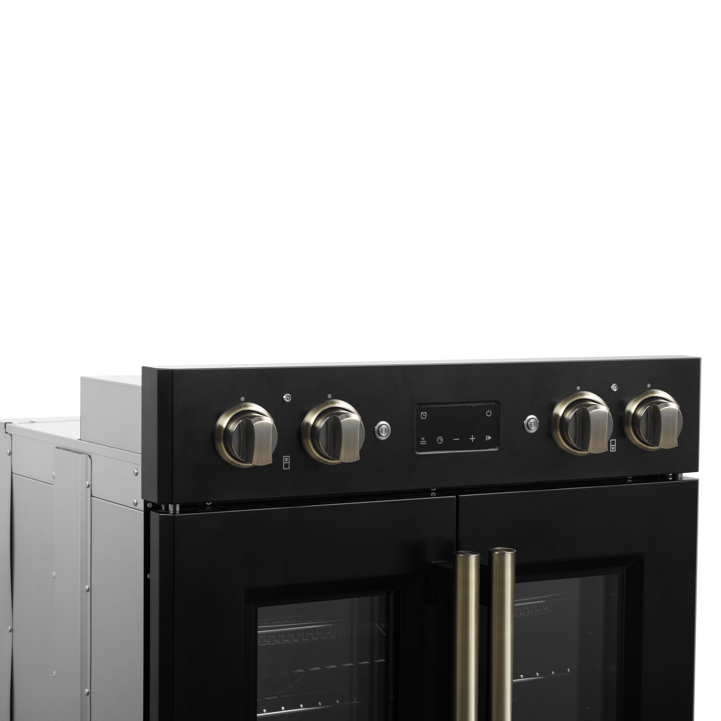 Forno Asti 30 in. 7.36 cu.ft. Black Self-Cleaning Double Electric Wall Oven with Air Fry, Sous Vide and Antique Brass Accents | FBOEL1340-30BLK