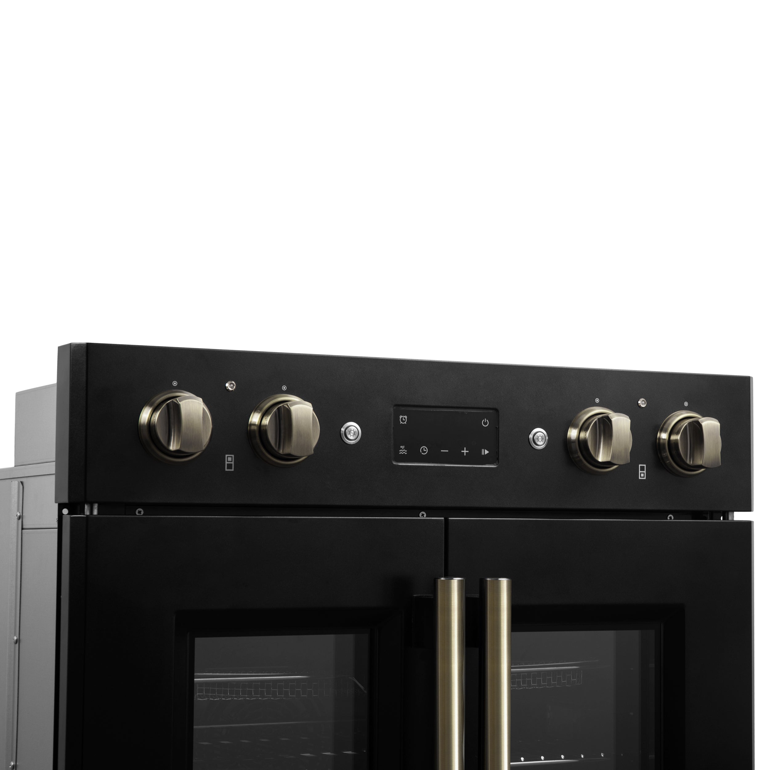 Forno Asti 30 in. 7.36 cu.ft. Black Self-Cleaning Double Electric Wall Oven with Air Fry, Sous Vide and Antique Brass Accents | FBOEL1340-30BLK
