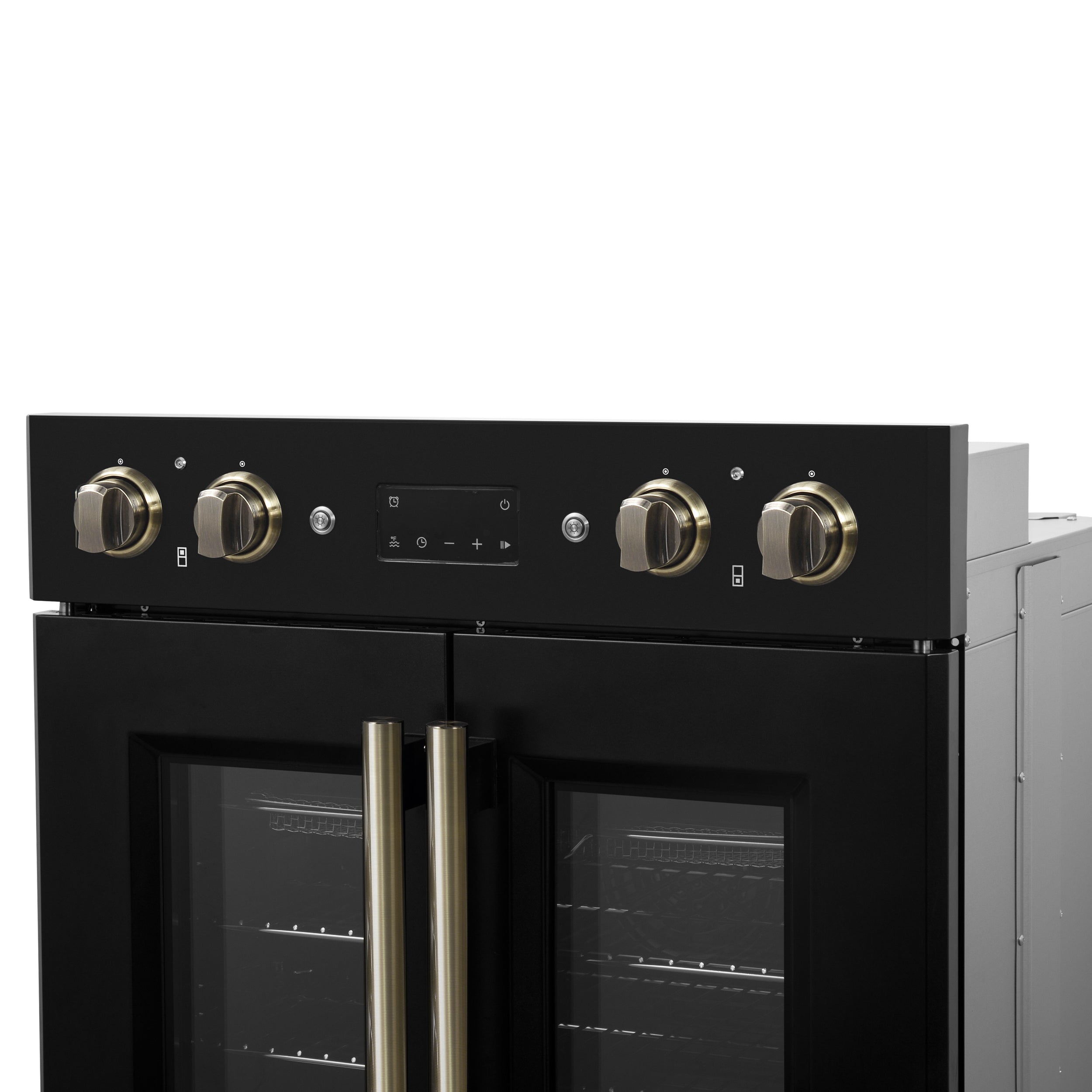 Forno Asti 30 in. 7.36 cu.ft. Black Self-Cleaning Double Electric Wall Oven with Air Fry, Sous Vide and Antique Brass Accents | FBOEL1340-30BLK