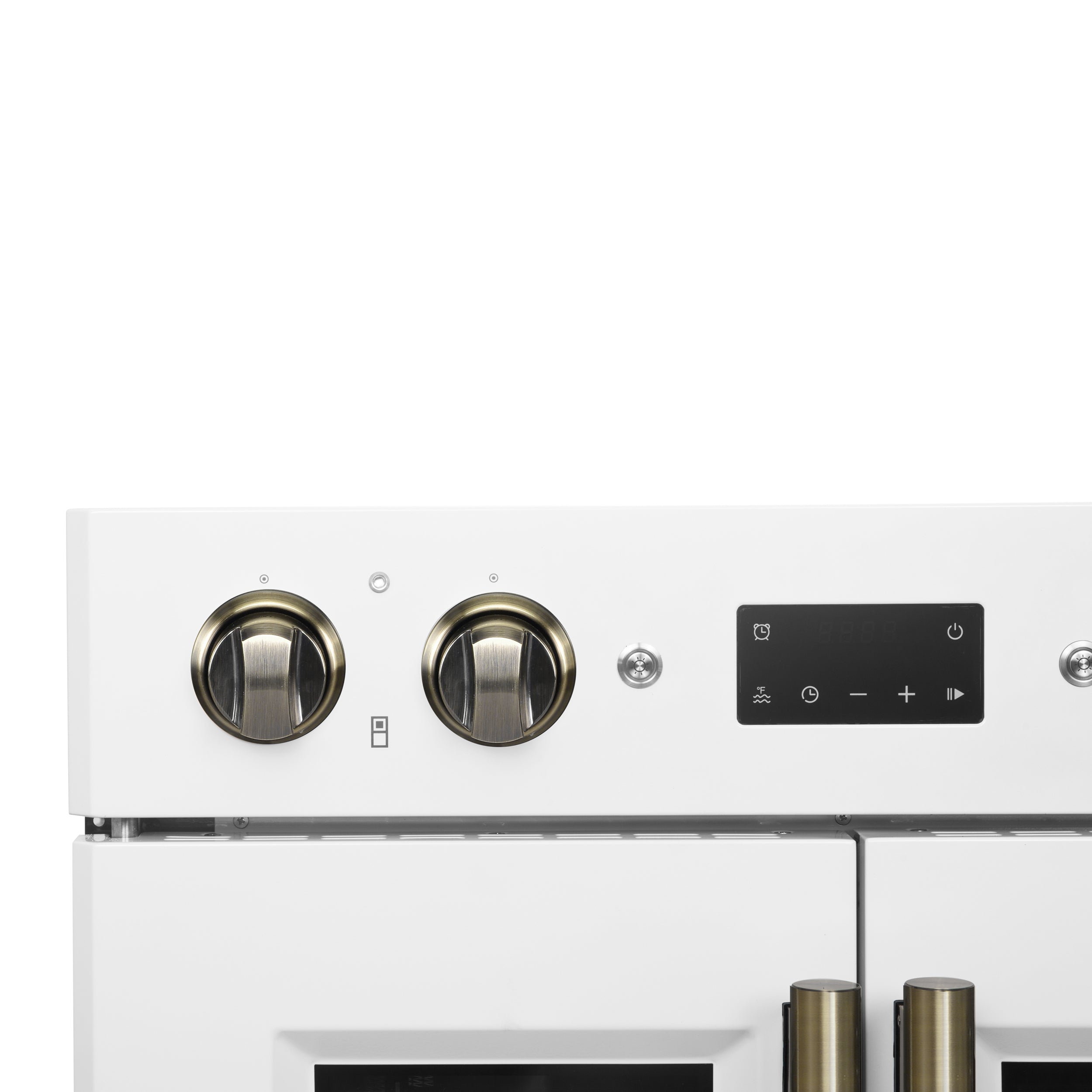 Forno Asti 30 in. 7.36 cu.ft. White Self-Cleaning Double Electric Wall Oven with Air Fry, Sous Vide and Antique Brass Accents | FBOEL1340-30WHT