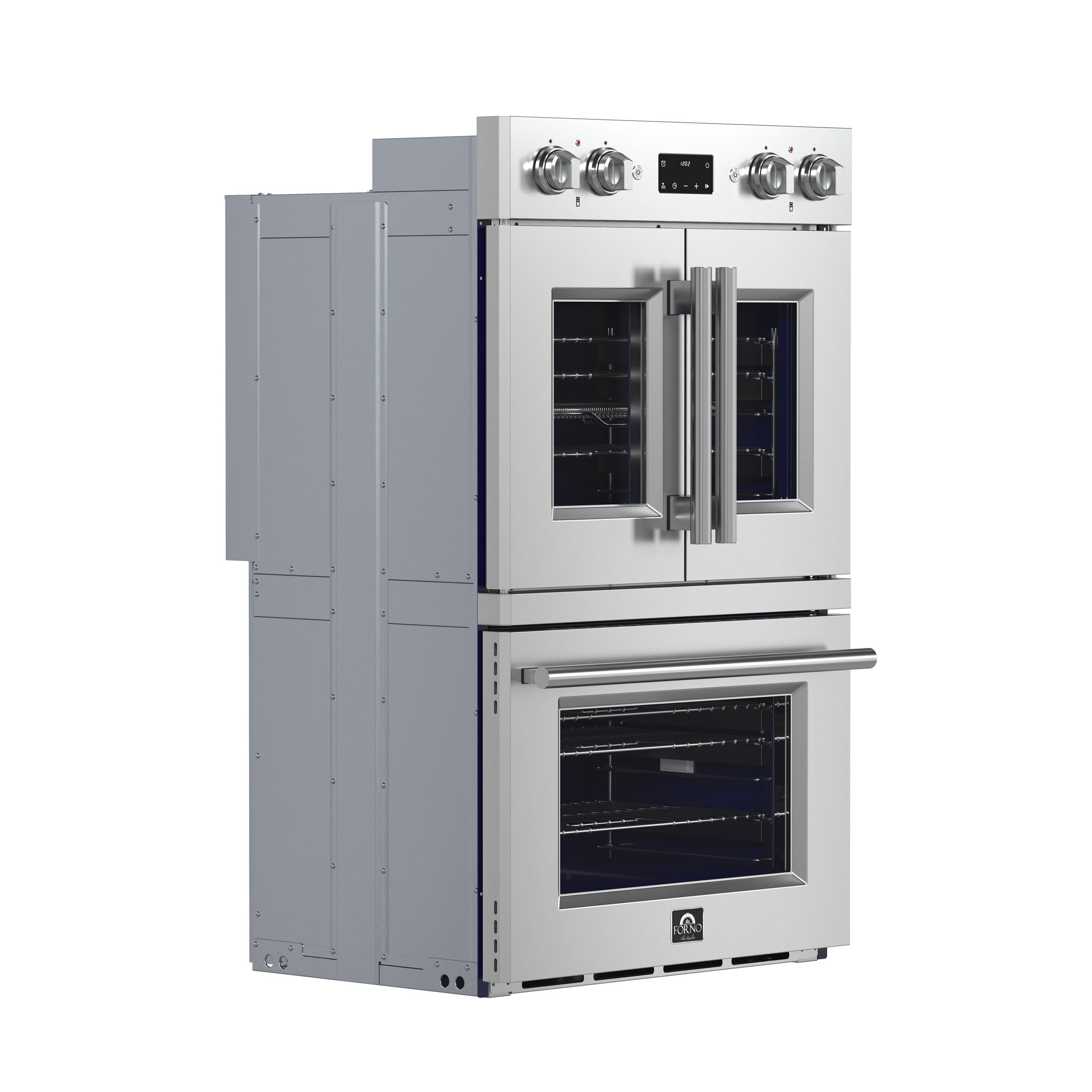 Forno Gallico 30 in. 7.36 cu.ft. Stainless Steel Self-Cleaning Double Electric Wall Oven with Telescopic Racks, Air Fry and Sous Vide | FBOEL1388-30
