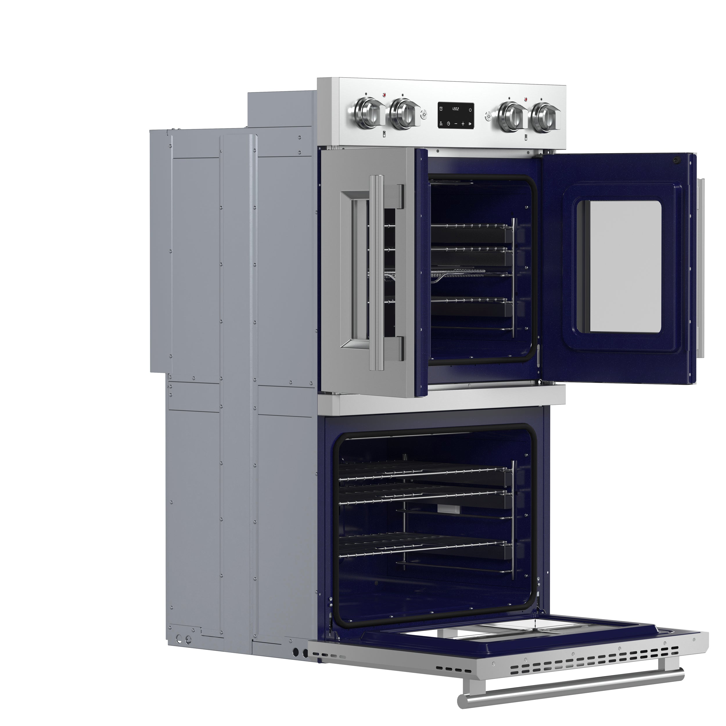 Forno Gallico 30 in. 7.36 cu.ft. Stainless Steel Self-Cleaning Double Electric Wall Oven with Telescopic Racks, Air Fry and Sous Vide | FBOEL1388-30