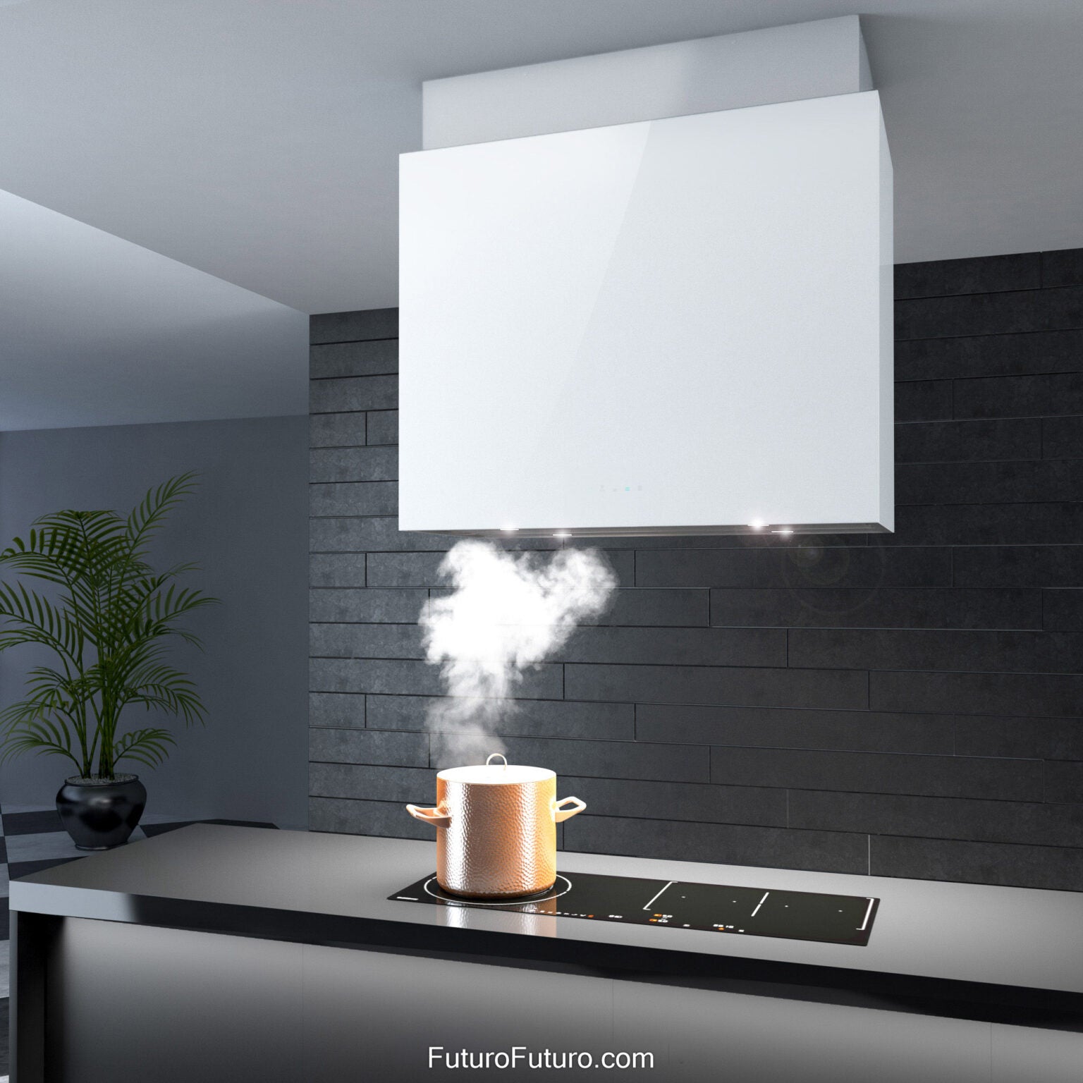 Futuro Lombardy 36 in. 940 CFM White Island Mount Range Hood | IS36LOMBARDY-WHT