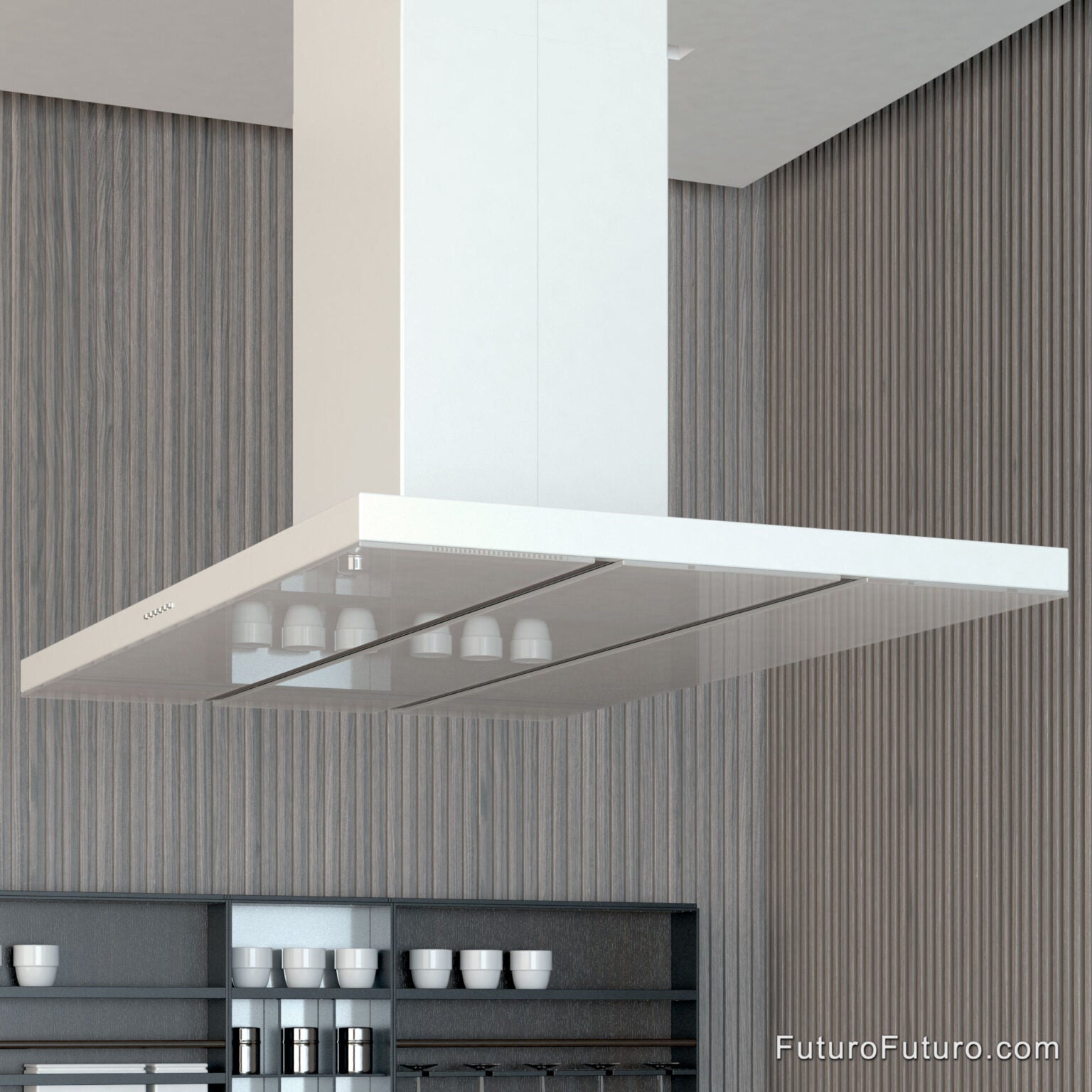 Futuro Viale 48 in. 940 CFM White Island Mount Range Hood | IS48VIALE-WHT