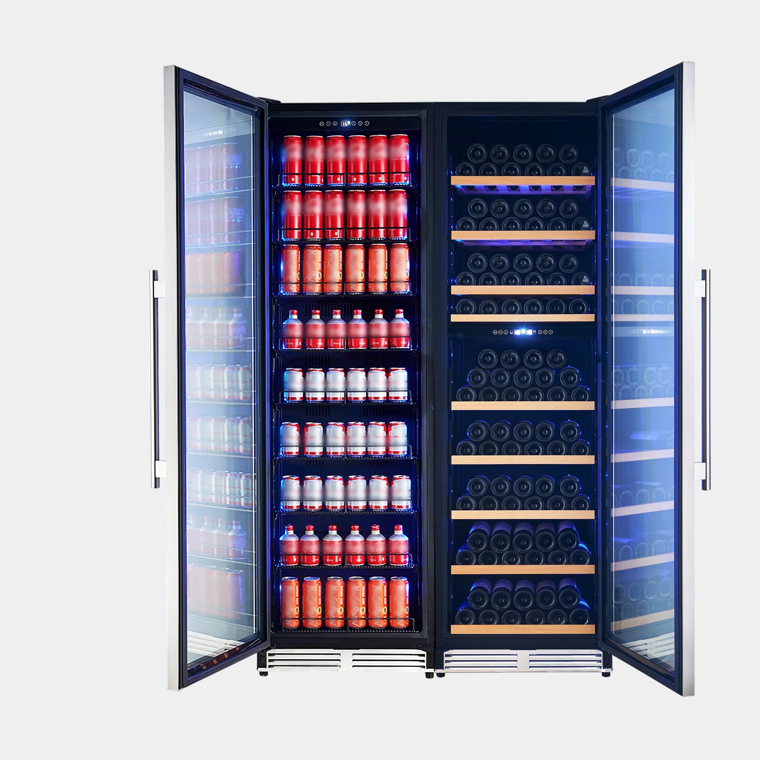 Forno Avellina 48 in. 94 Bottle and 427 Can French Door Triple Zone Wine/Beverage Cooler | FWCDR6633-48S