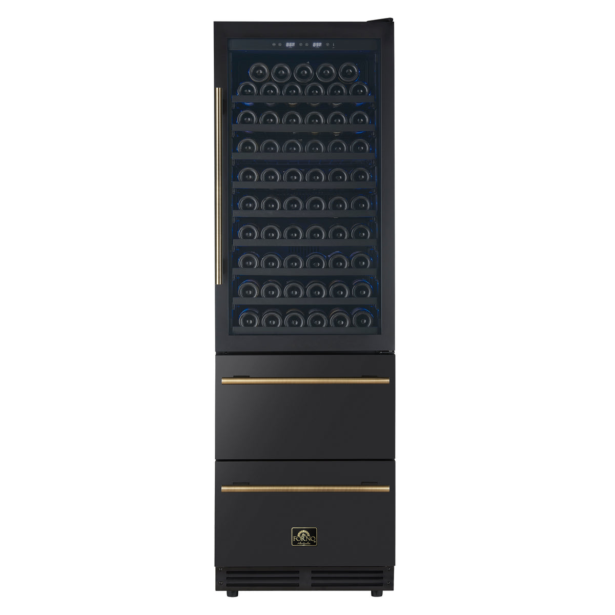 Azienda 24 Inch Dual Zone Wine Cooler, 15.8 Cu.Ft, 108 Bottles & 100 Cans, 2 Drawers, Charcoal Filters, Black