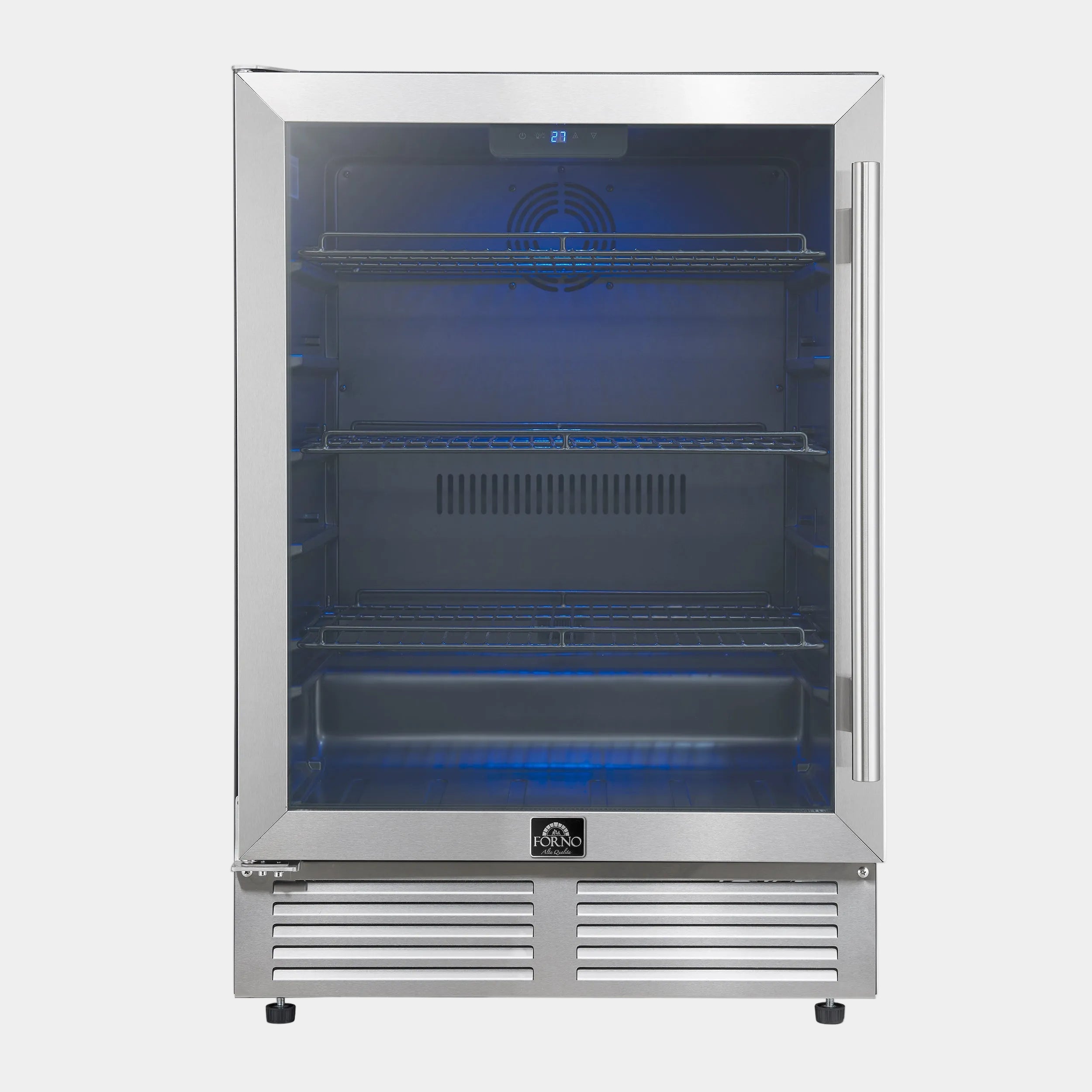 Forno Frescolino 24 in. Stainless Steel 188 Can Single Zone Beverage Cooler with Triple Glass Door | FWCDR6665-24S