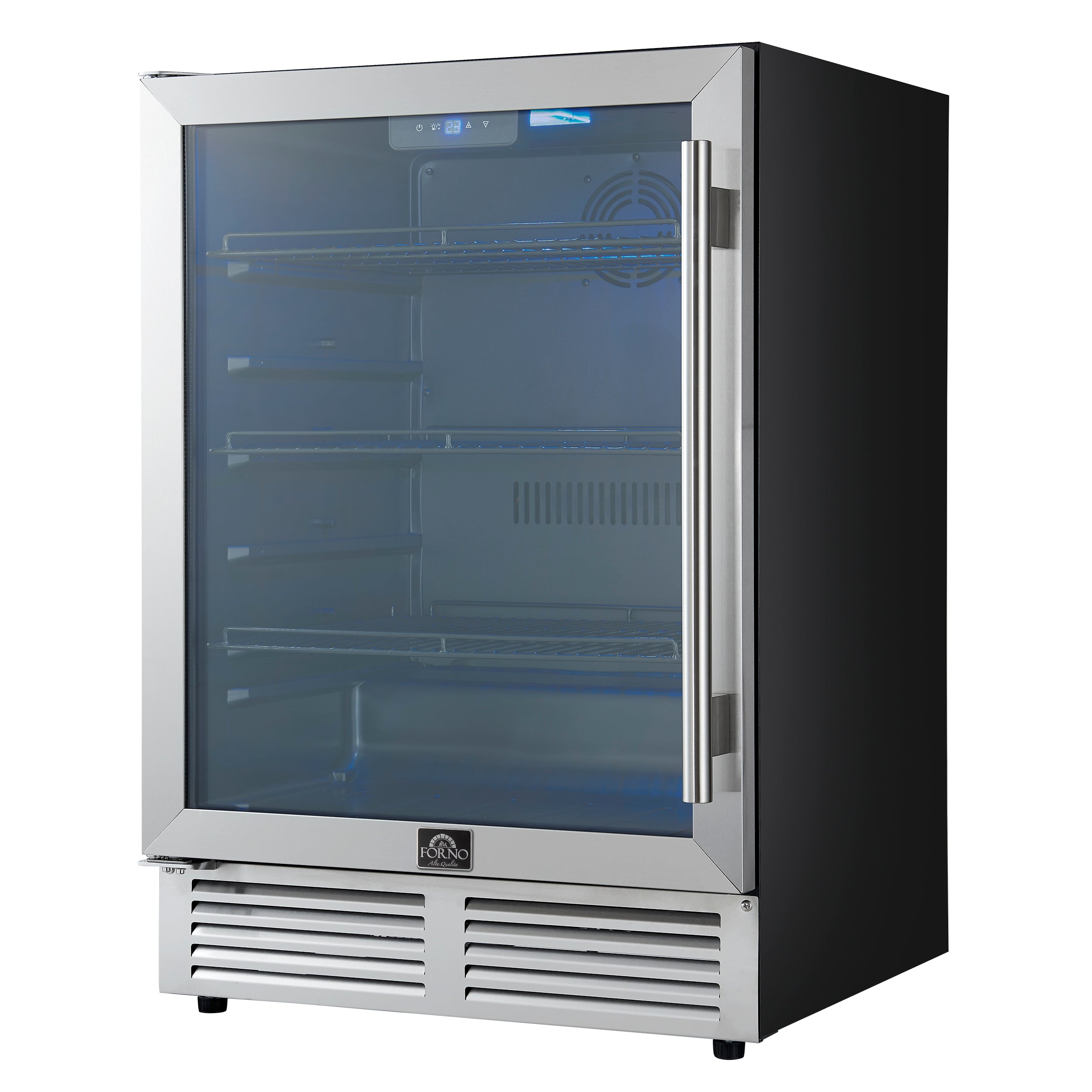 Forno Frescolino 24 in. Stainless Steel 188 Can Single Zone Beverage Cooler with Triple Glass Door | FWCDR6665-24S