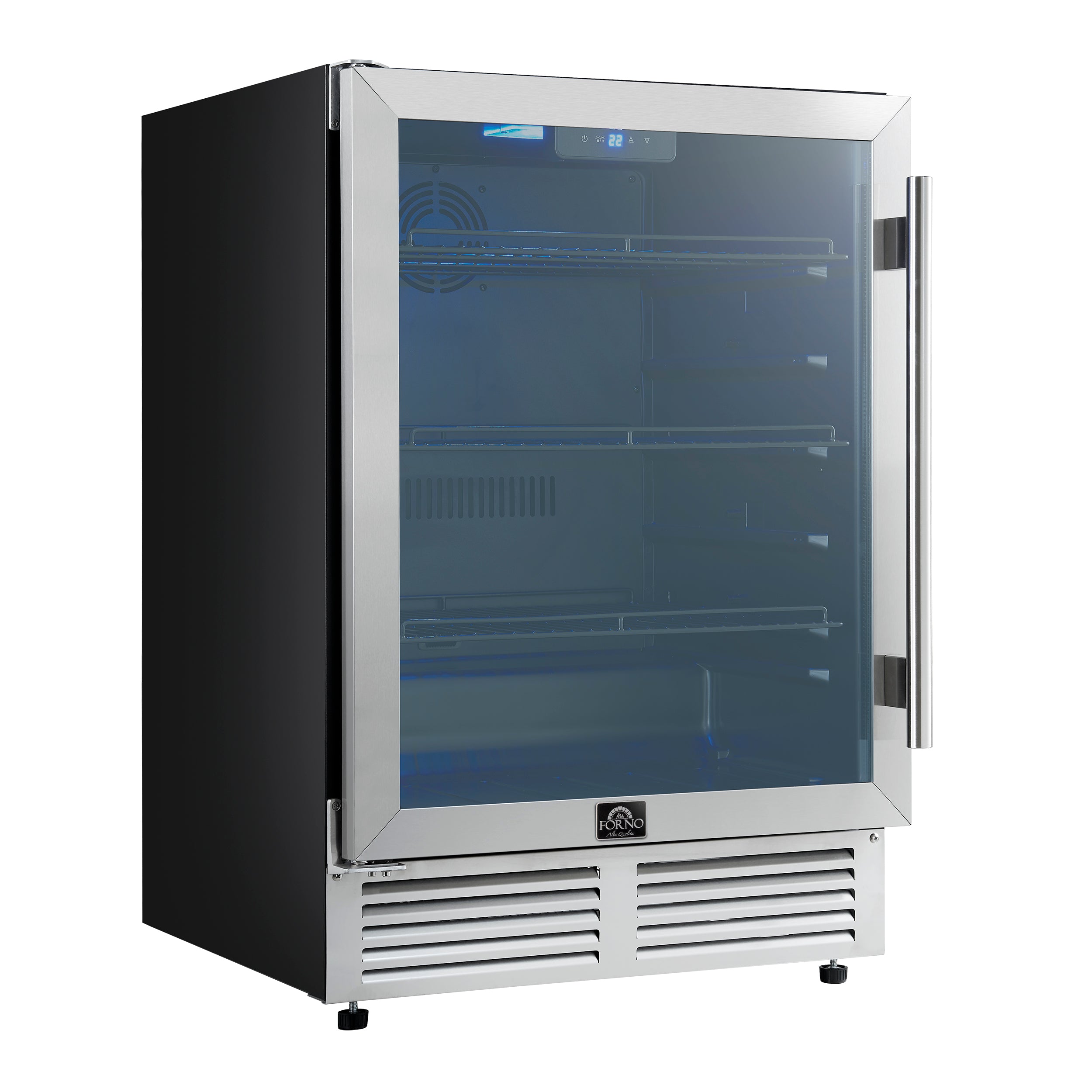 Forno Frescolino 24 in. Stainless Steel 188 Can Single Zone Beverage Cooler with Triple Glass Door | FWCDR6665-24S