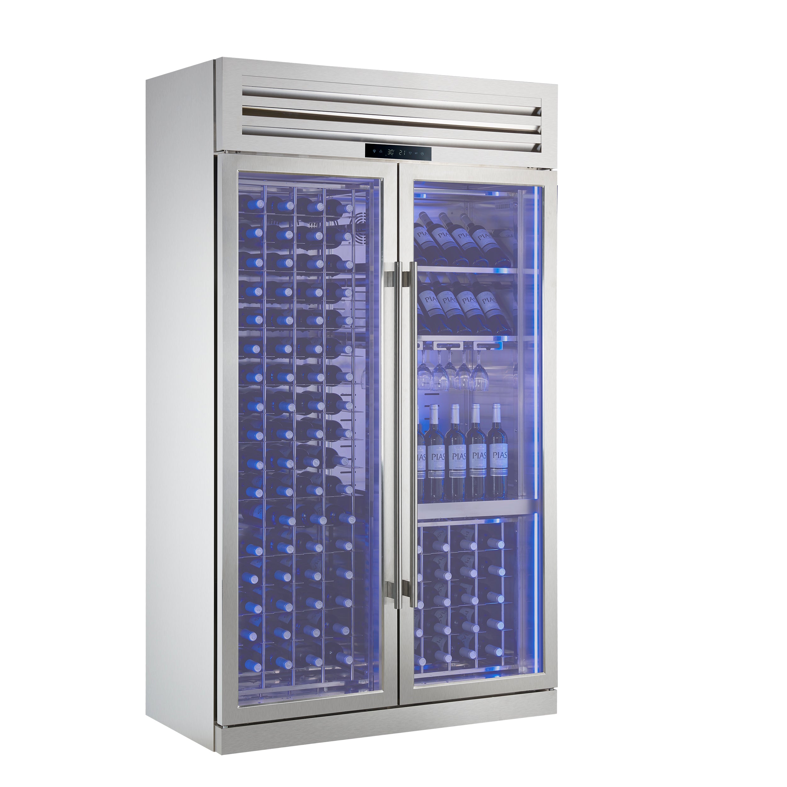 FORNO Abruzzo 48" Wine Cooler, Dual Zone, 30 cu.ft., 130 bottles, Display & Service Shelves, Stemware Racks, Rust resistant