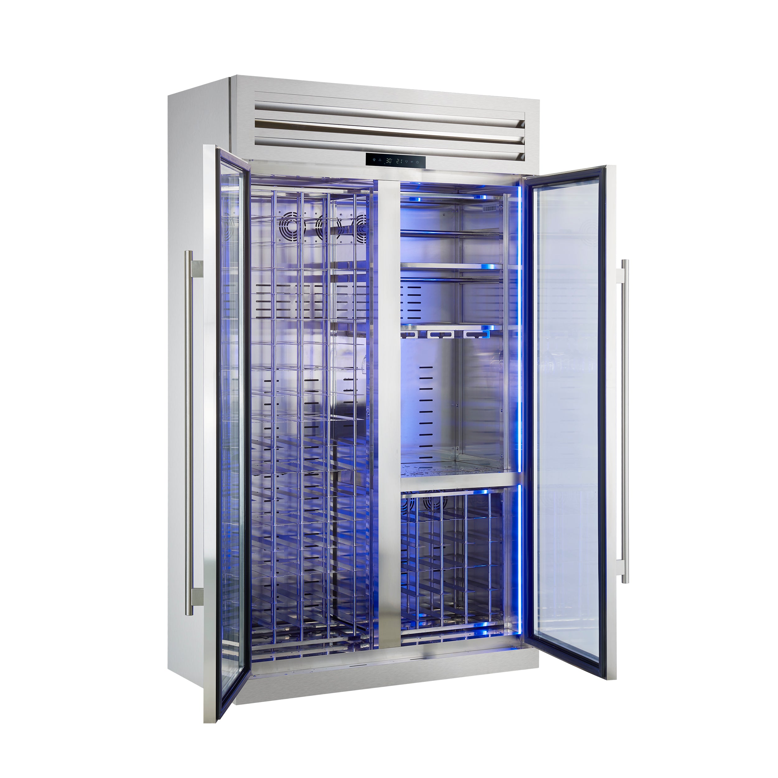 FORNO Abruzzo 48" Wine Cooler, Dual Zone, 30 cu.ft., 130 bottles, Display & Service Shelves, Stemware Racks, Rust resistant