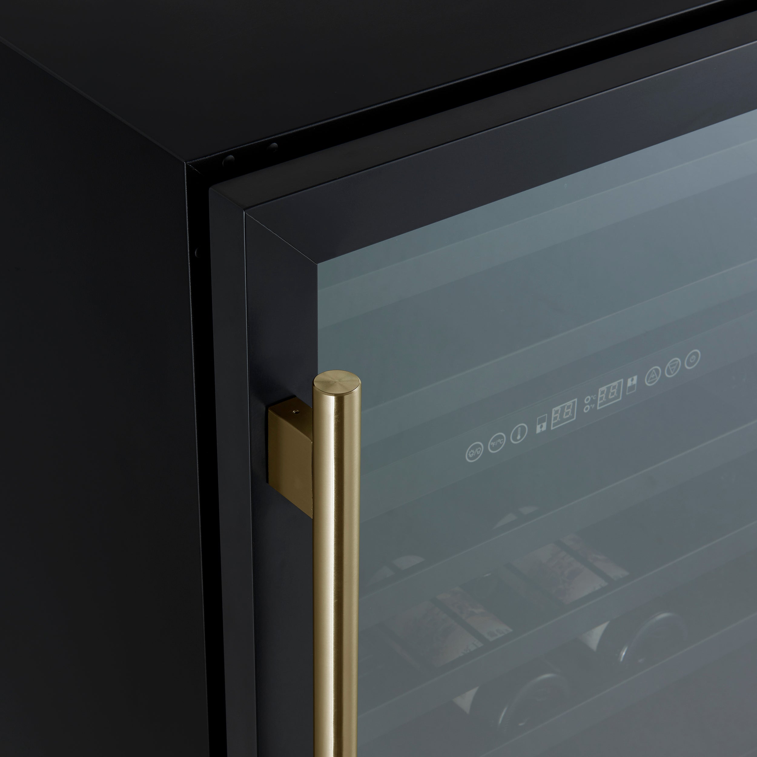 Forno Bacchino 24 in. Black 51 Bottle Dual Zone Wine Cooler with LED Lighting, Triple Glass Door and Antique Brass Handle | FWCDR6634-24BLK