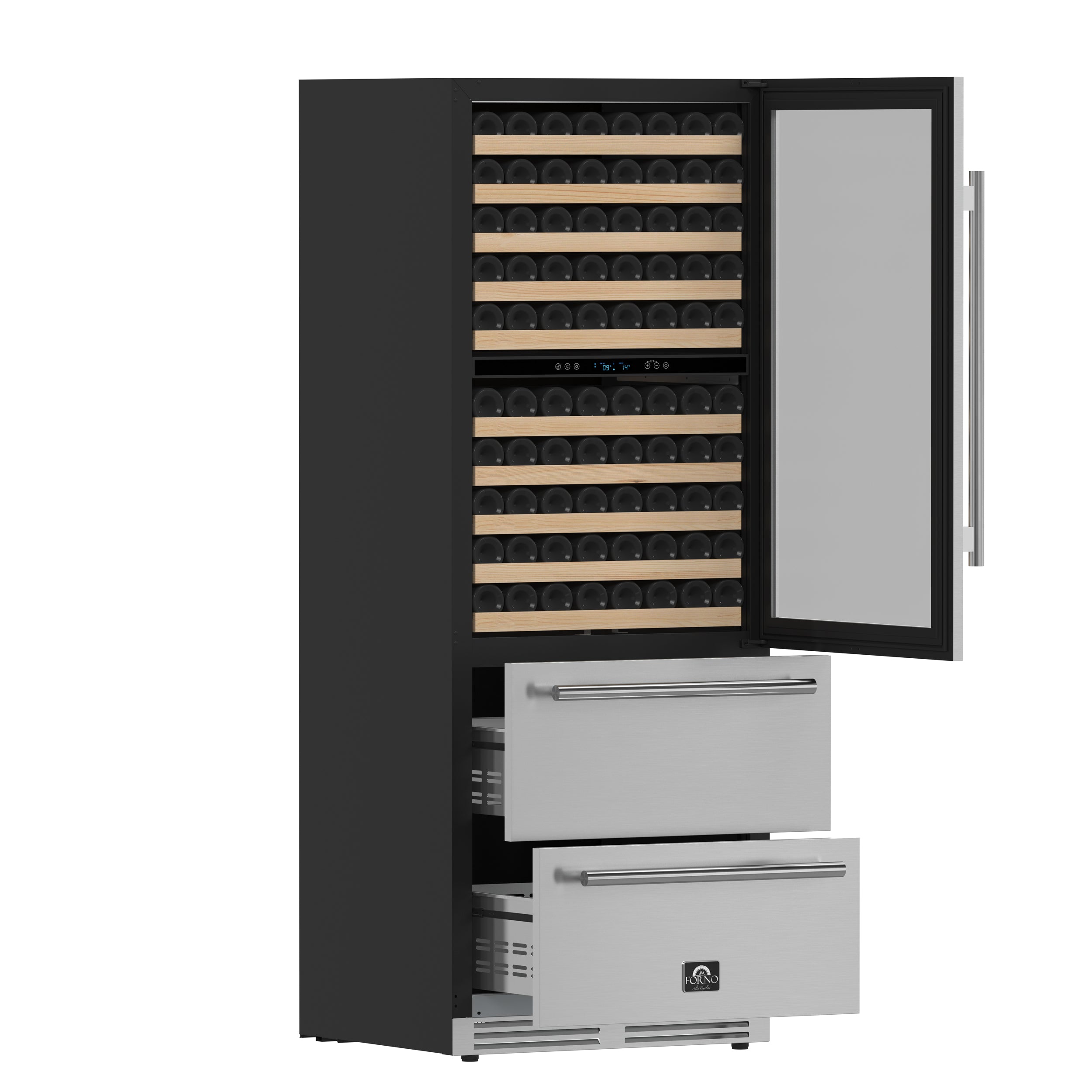 Forno Celano 30 in. 150 Bottle and 252 Can Triple Zone Wine Cooler | FWCDR6697-30S