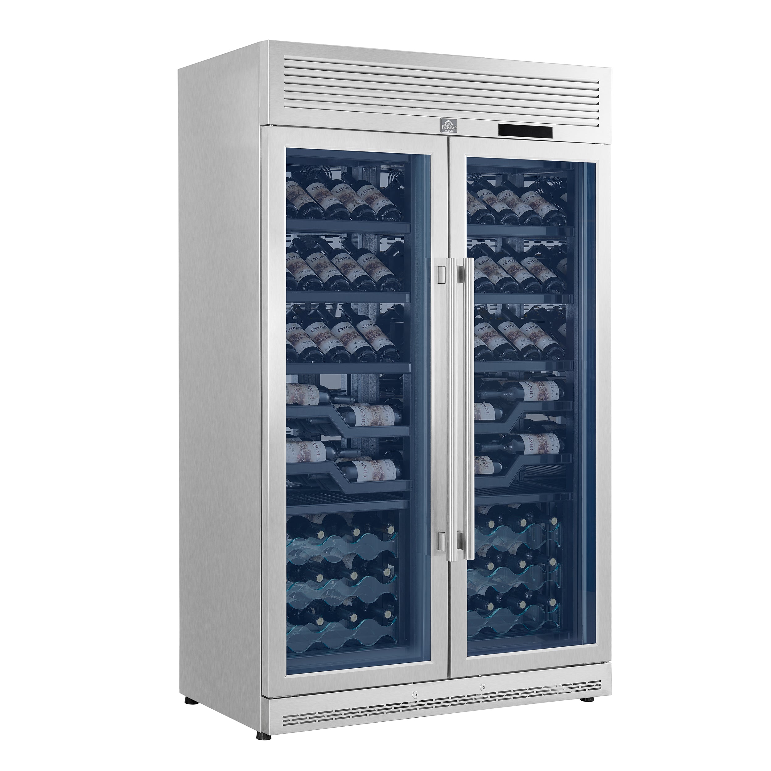 Forno Abruzzo 48 in. 102 Bottle Dual Zone Wine Cooler with Clear Acrylic Holders and Stainless Trim Shelves | FWCDR6610-48S