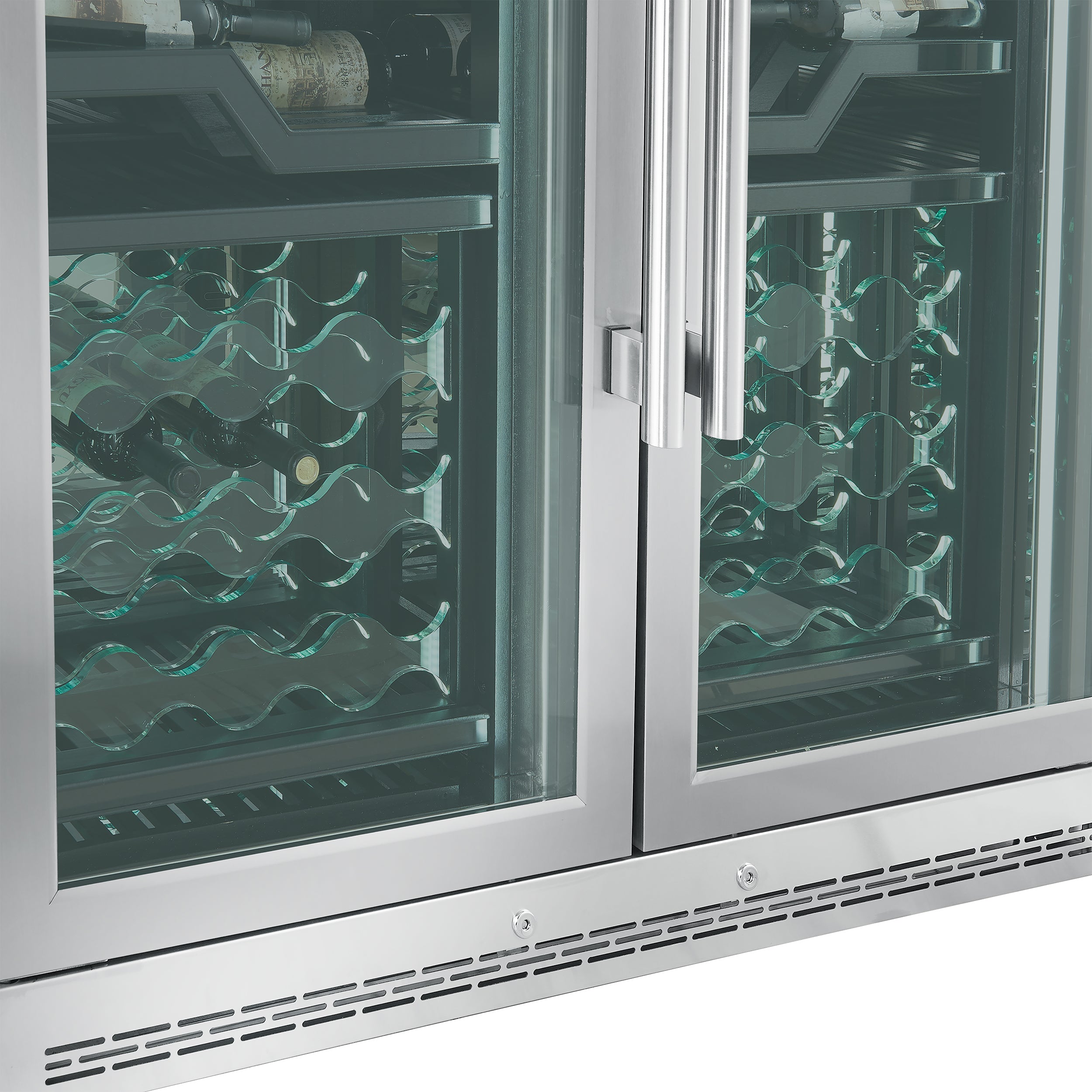Forno Abruzzo 48 in. 102 Bottle Dual Zone Wine Cooler with Clear Acrylic Holders and Stainless Trim Shelves | FWCDR6610-48S