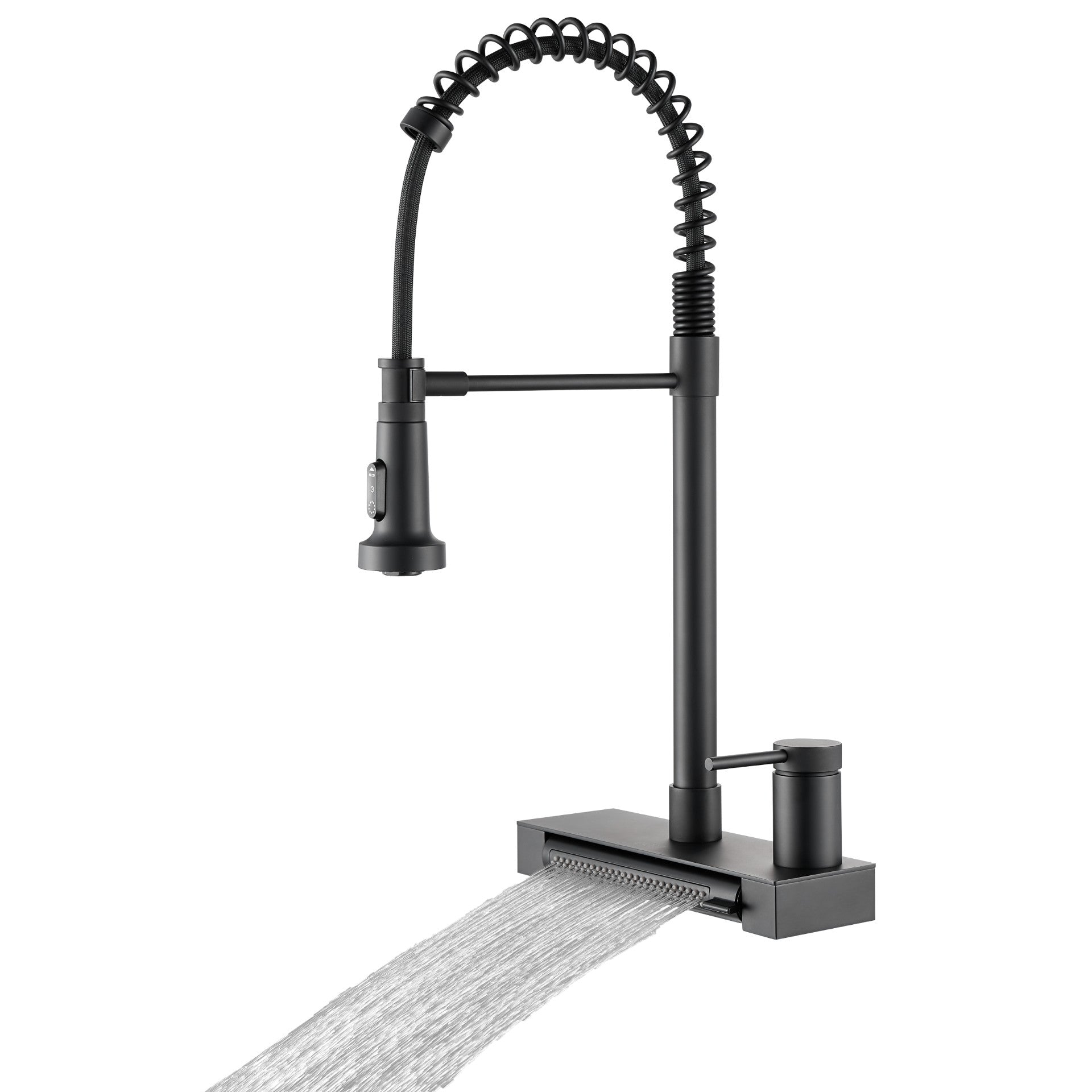 FORNO ACQUA 4 function pull-Down Waterfall Kitchen Faucet Black