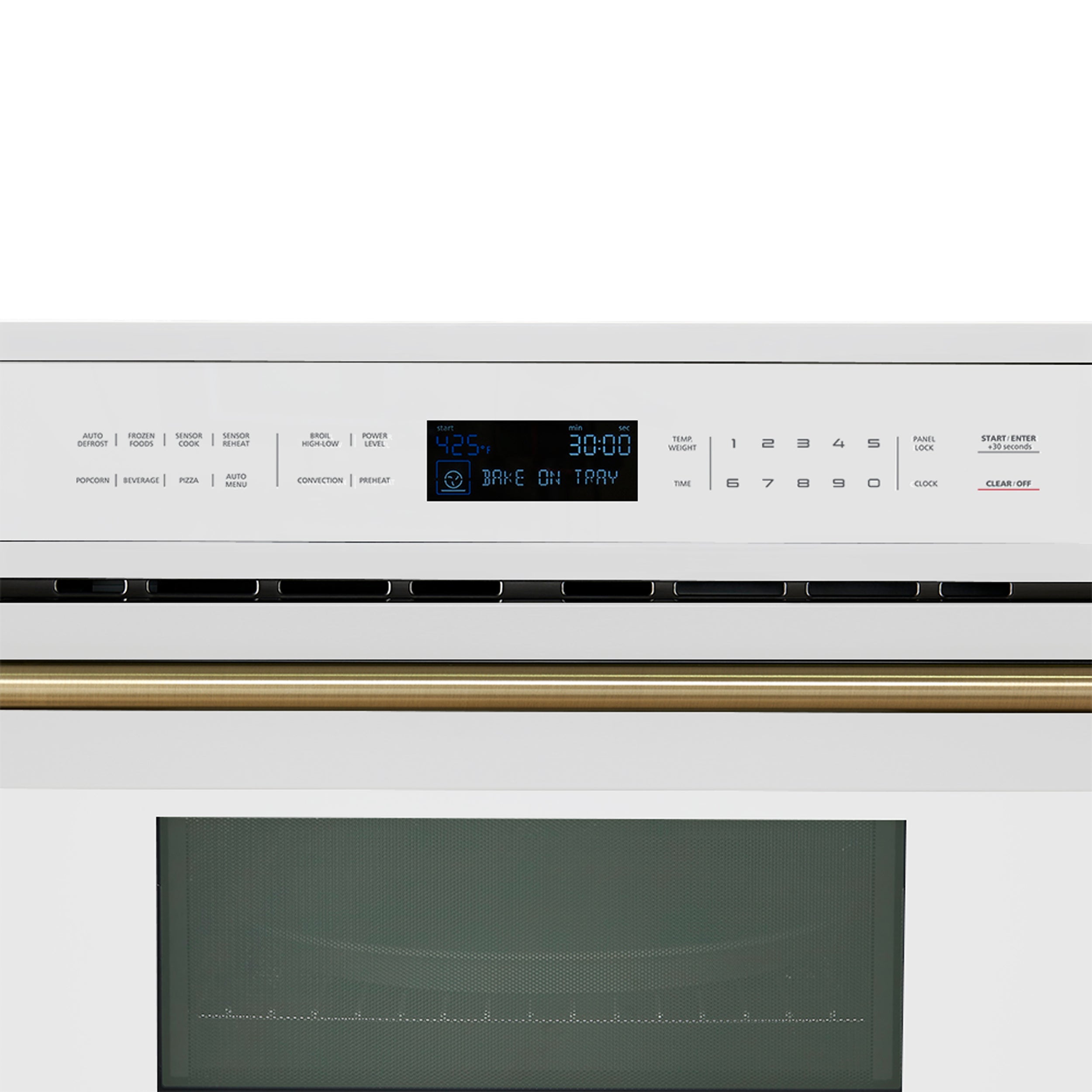 Forno Espresso Oliena 30 in. 1.6 cu.ft White Built-In Microwave Oven with Antique Brass Accents | FMWDR3093-30WHT