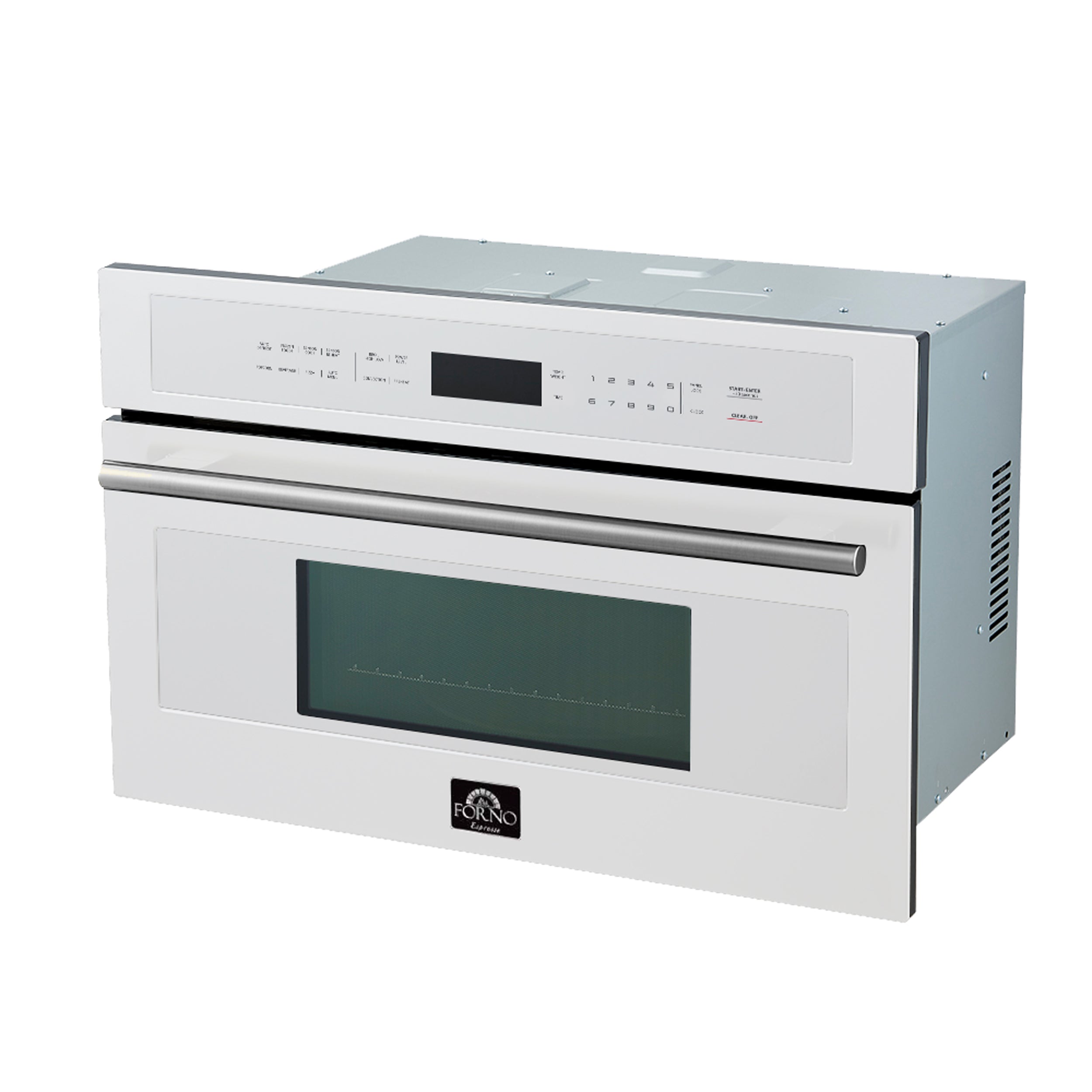 Forno Espresso Oliena 30 in. 1.6 cu.ft White Built-In Microwave Oven with Antique Brass Accents | FMWDR3093-30WHT