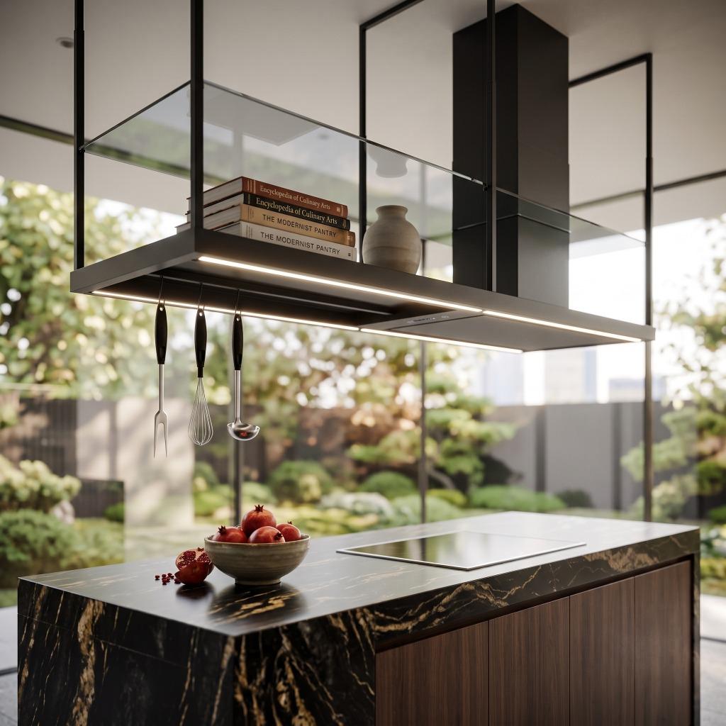 Futuro Cage 69 in. 940 CFM Black Island Mount Range Hood | IS69CAGE-BLK