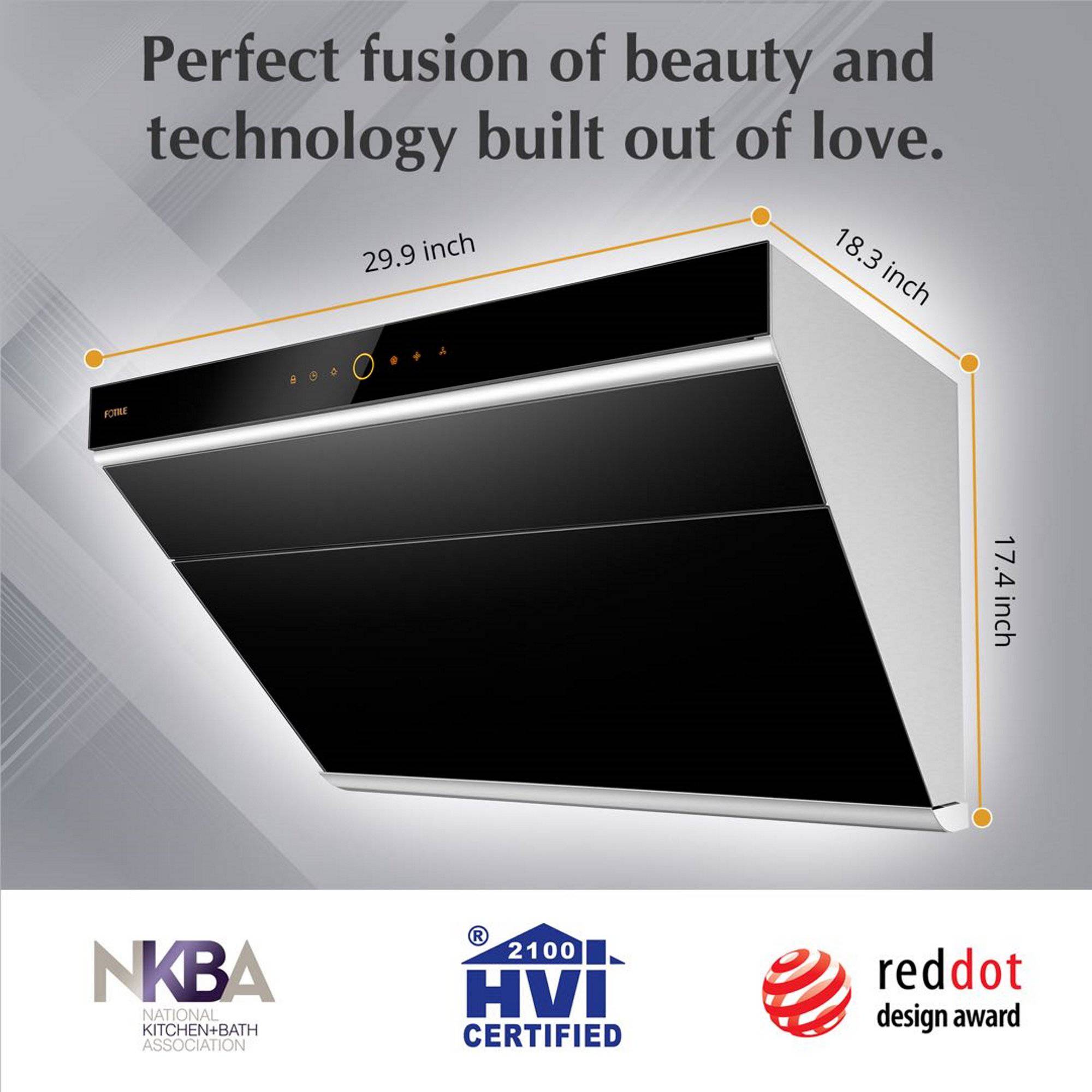 Fotile Slant Vent Series 36 in. 1000 CFM Wall Mount Range Hood with Touchscreen and Color Options | JQG9006