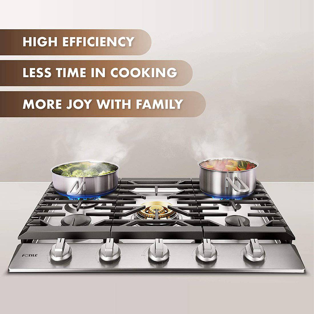 Fotile 30 in. 5-Burner Built-In Stainless Steel Gas Cooktop | GLS30501