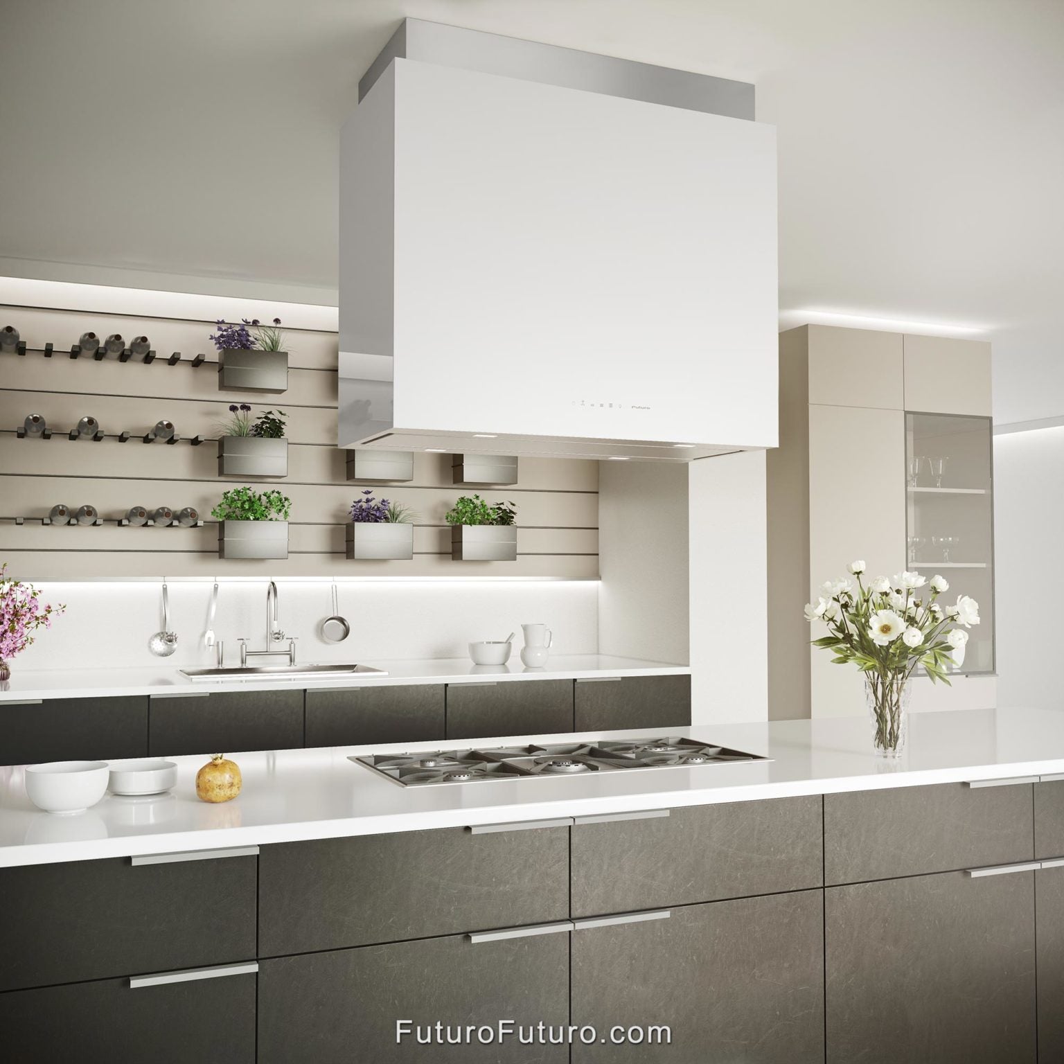 Futuro Lombardy 36 in. 940 CFM White Island Mount Range Hood | IS36LOMBARDY-WHT