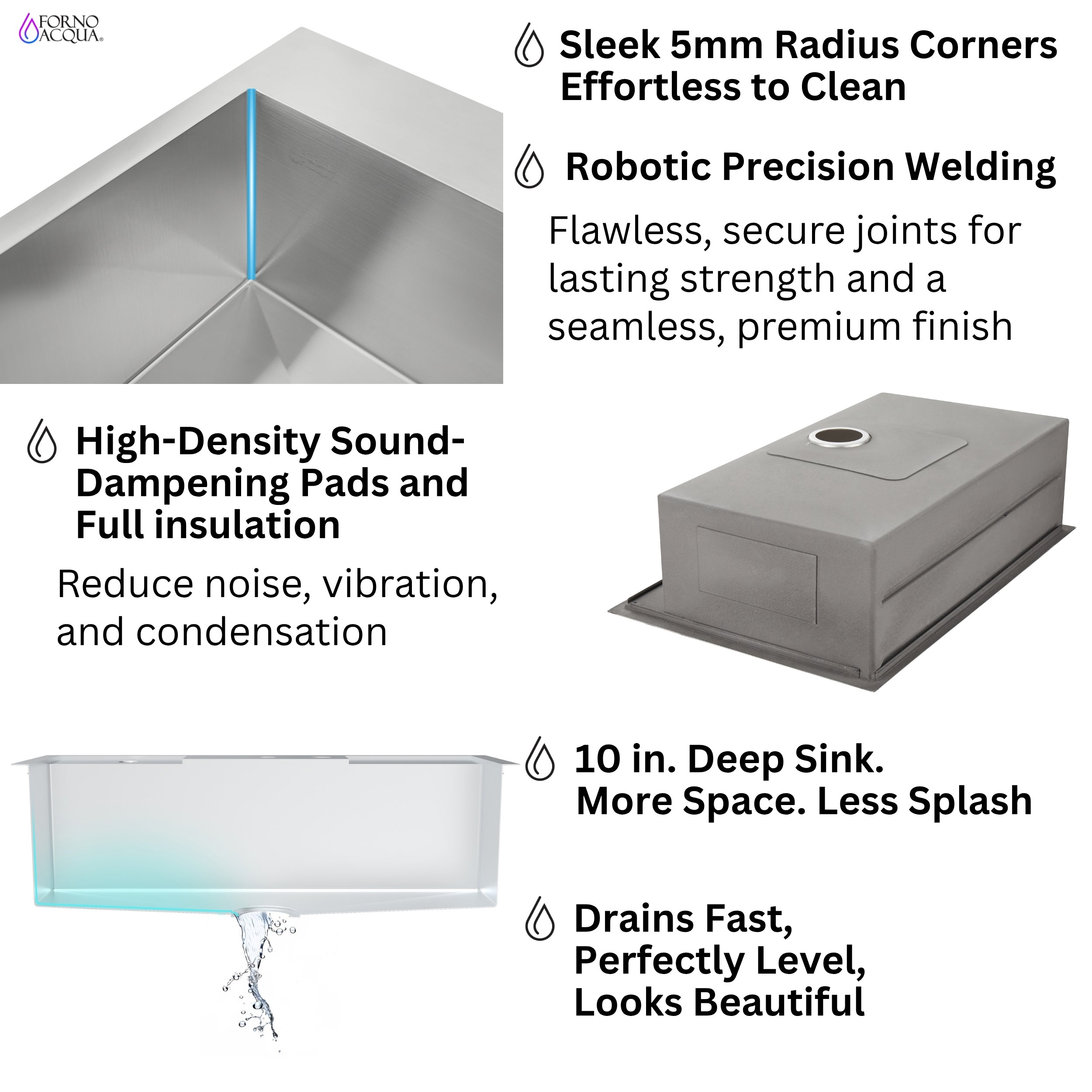 FORNO ACQUA MultiSINK kit with Integrated Waterfall Rinsing and Glass Washing Station.  Includes Chef Faucet and Accessories.