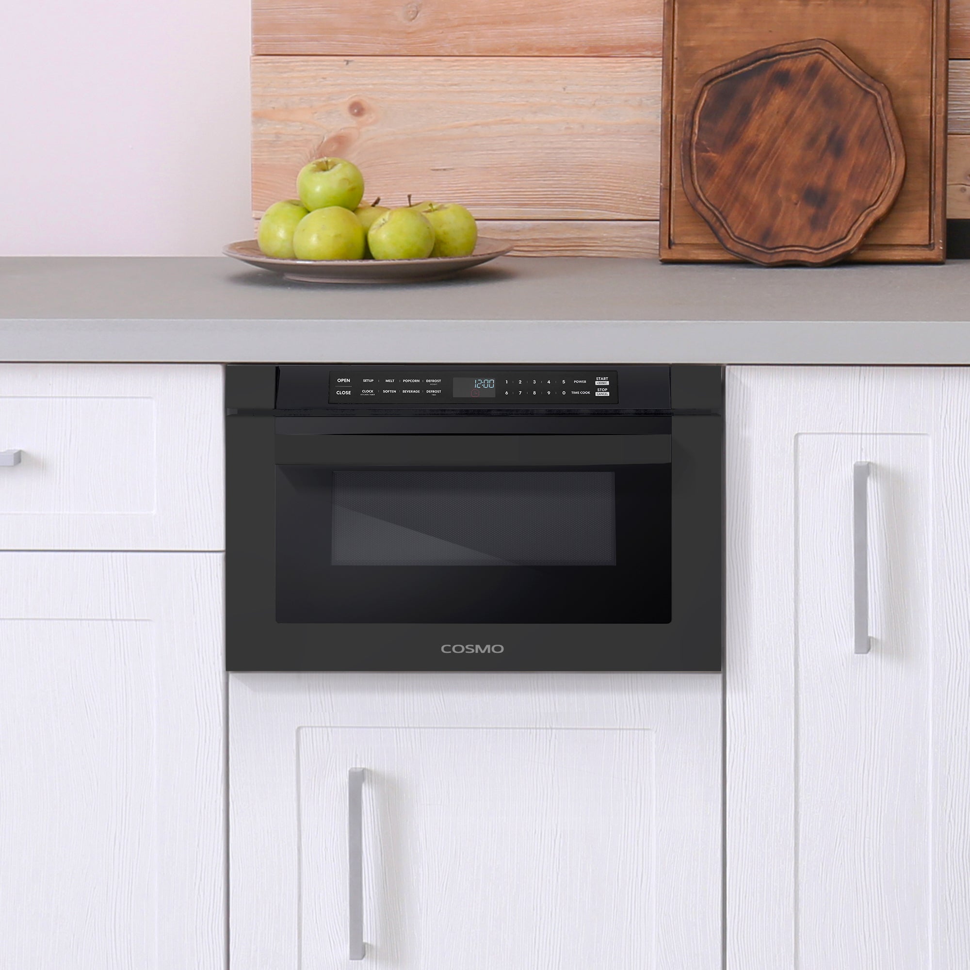 Cosmo Haven 24 in. 1.2 cu.ft Black Built-in Microwave Drawer | COS-12MWDBK