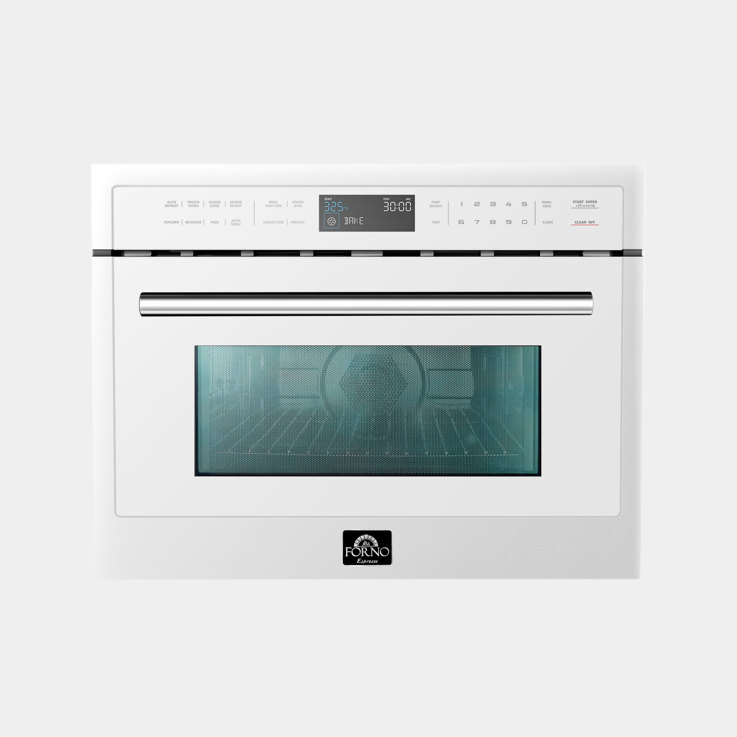Forno Oliena Espresso White 24-Inch Built-In Microwave and Convection Oven Combo, 1.6 cu.ft, 1750W Convection, 1000W Microwave, Stainless Steel Interior, Glass Touch Controls, Sensor Cooking
