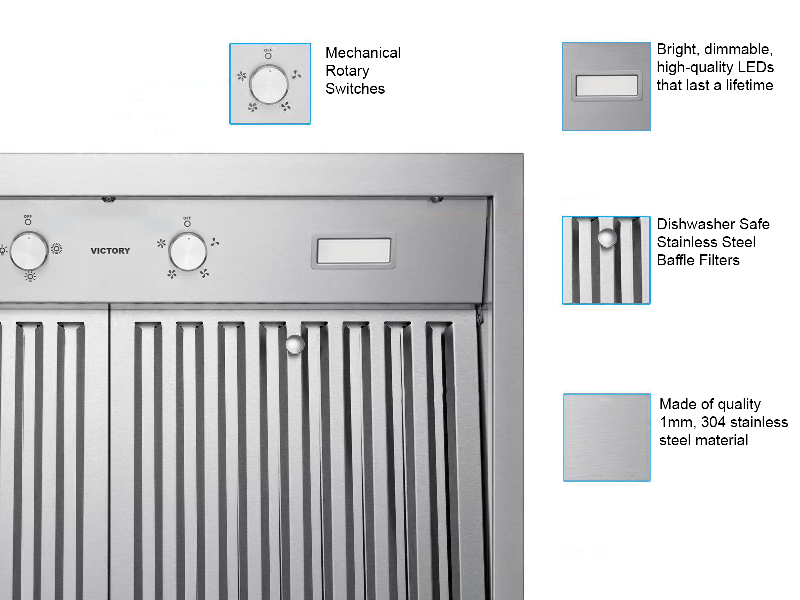 VICTORY Twister 36 in. 750 CFM Stainless Steel Wall Mount Range Hood | TWISTER-36